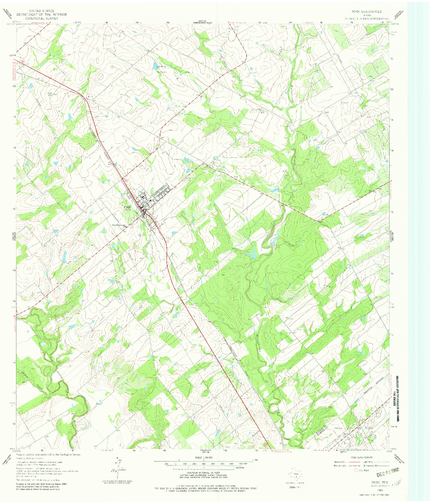 USGS 1:24000-SCALE QUADRANGLE FOR POTH, TX 1961