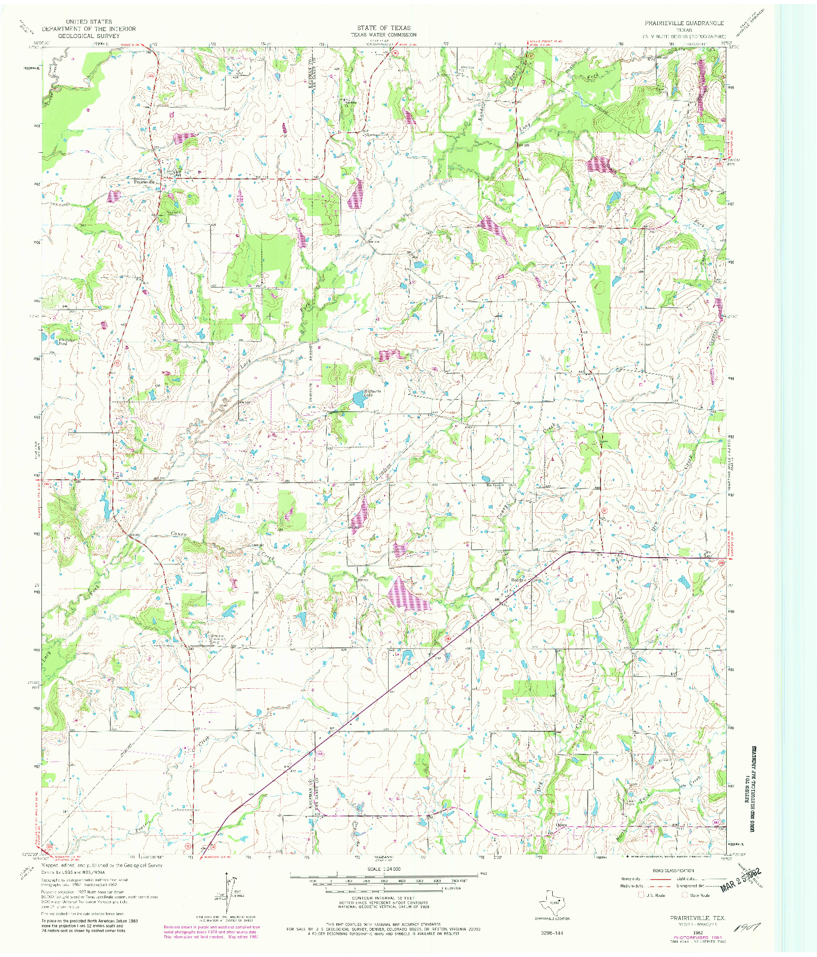 USGS 1:24000-SCALE QUADRANGLE FOR PRAIRIEVILLE, TX 1962