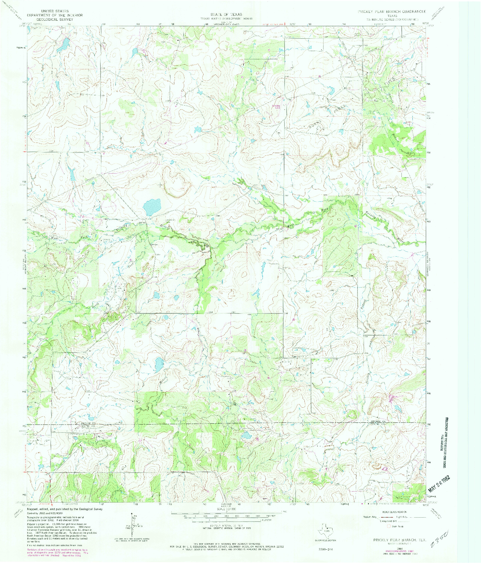 USGS 1:24000-SCALE QUADRANGLE FOR PRICKLY PEAR BRANCH, TX 1964