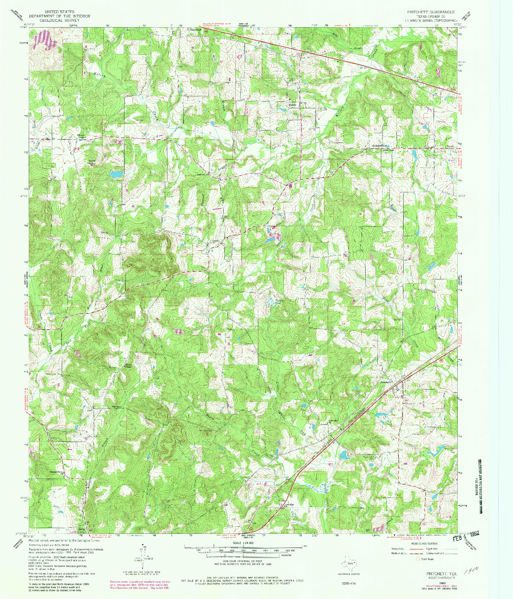 USGS 1:24000-SCALE QUADRANGLE FOR PRITCHETT, TX 1960
