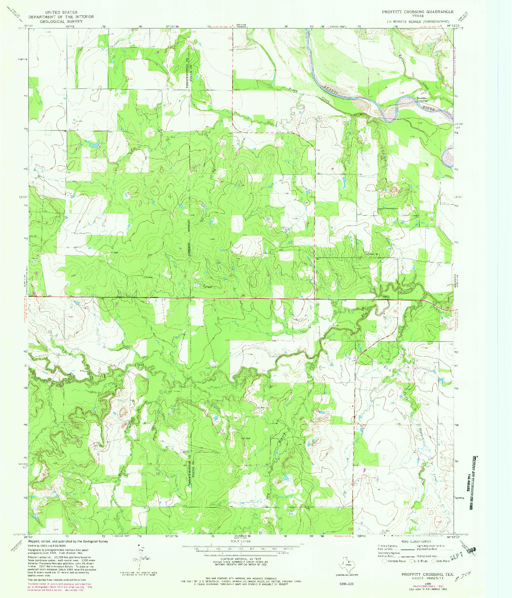 USGS 1:24000-SCALE QUADRANGLE FOR PROFFITT CROSSING, TX 1966