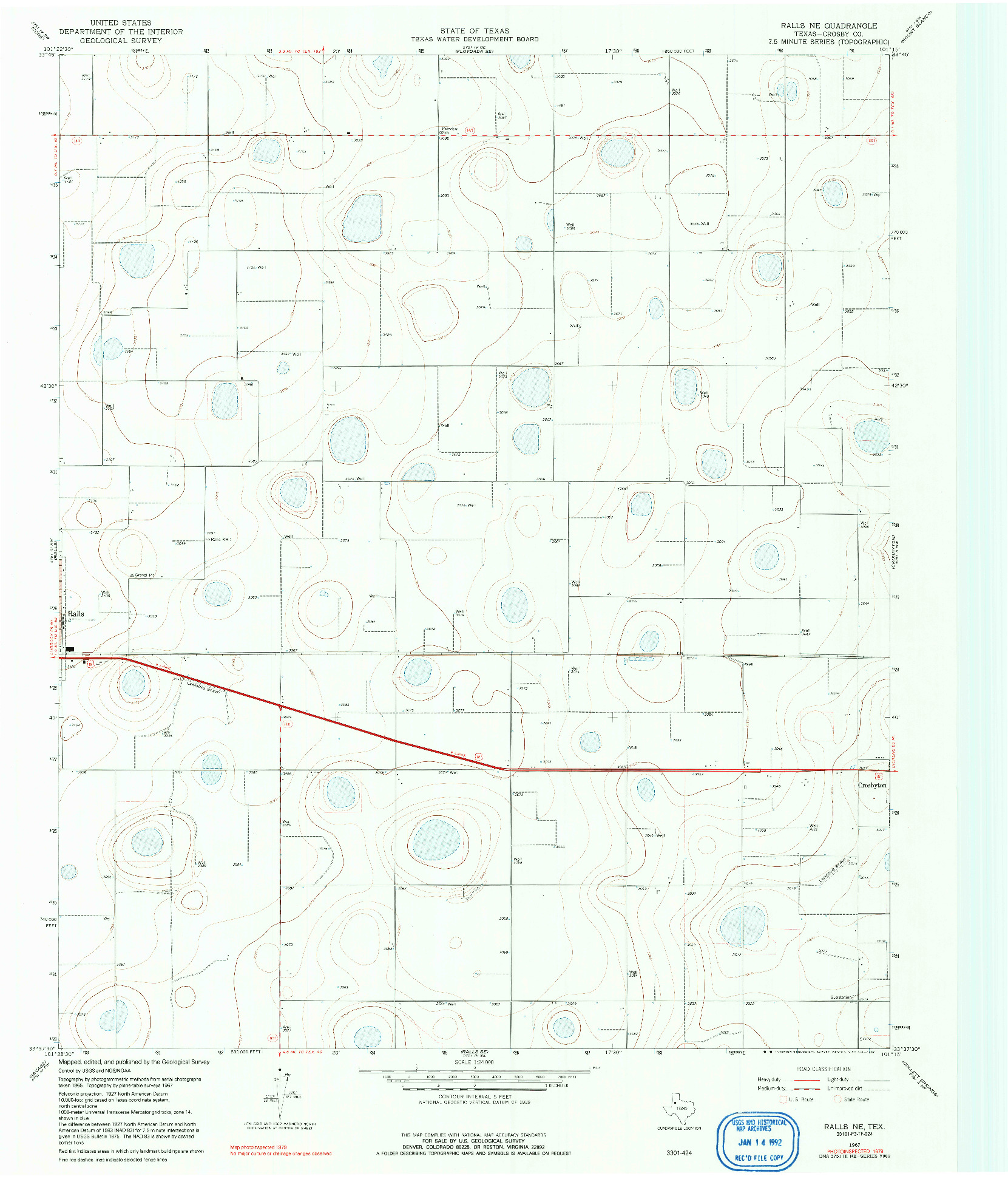 USGS 1:24000-SCALE QUADRANGLE FOR RALLS NE, TX 1967