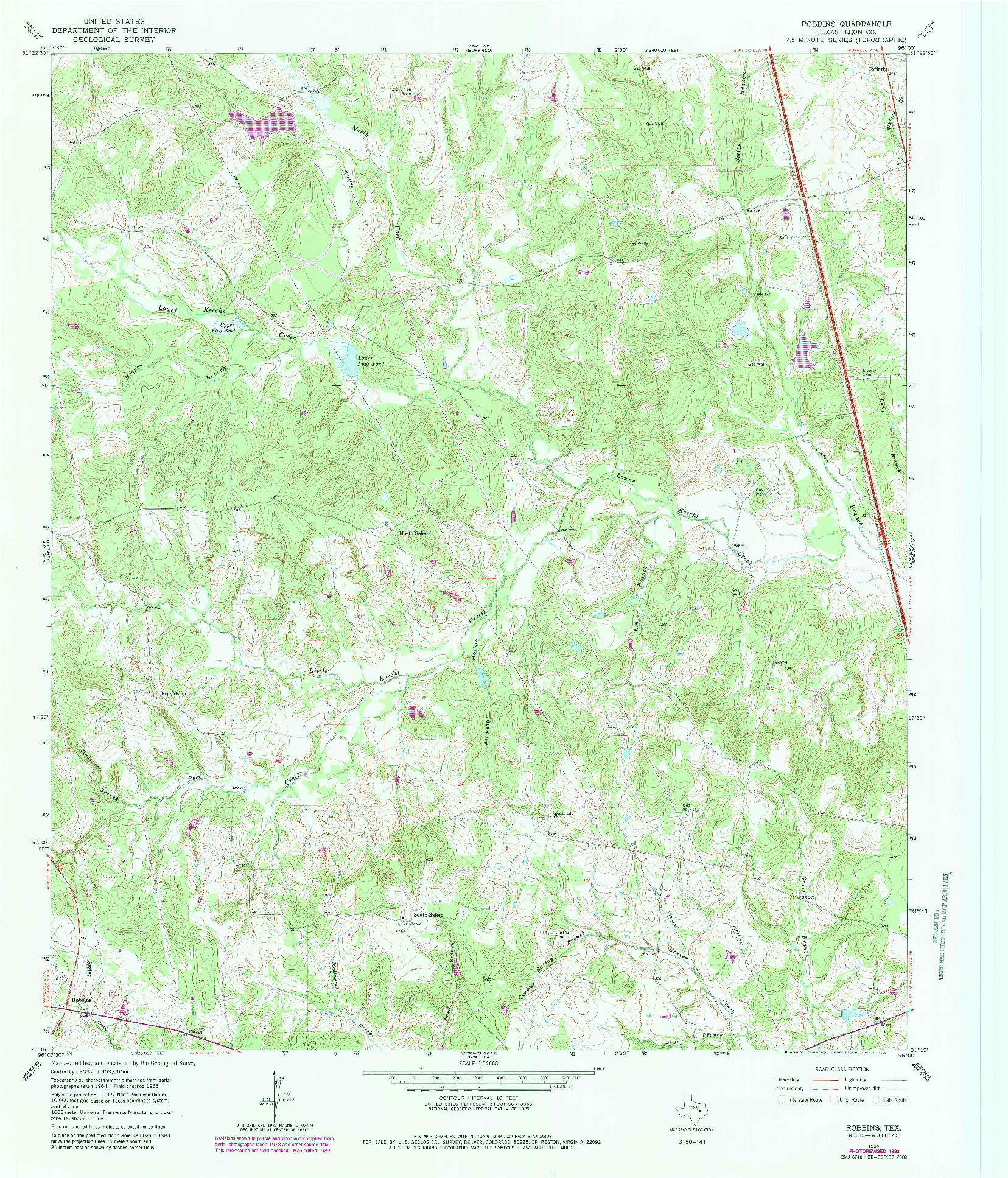USGS 1:24000-SCALE QUADRANGLE FOR ROBBINS, TX 1965