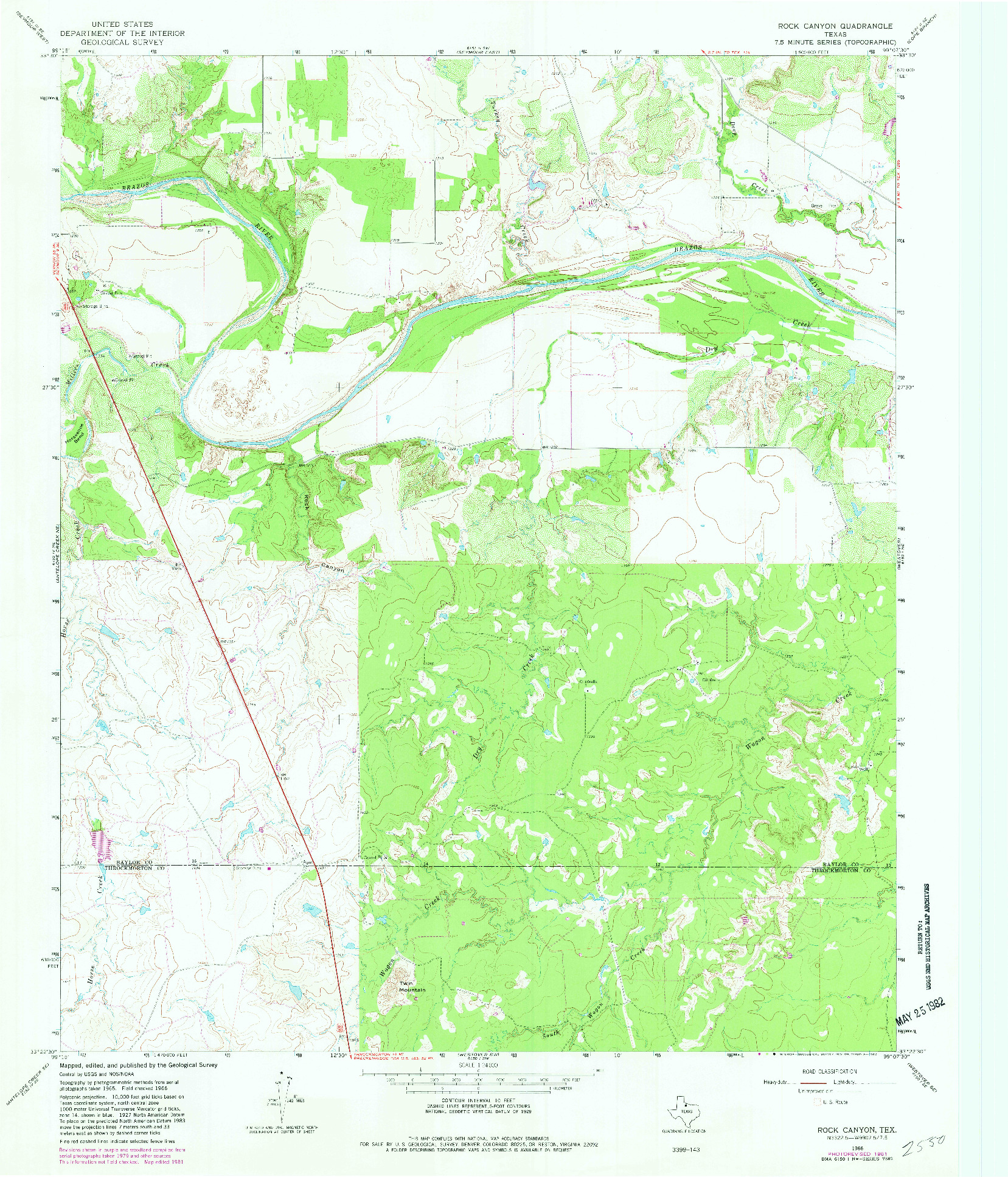 USGS 1:24000-SCALE QUADRANGLE FOR ROCK CANYON, TX 1966