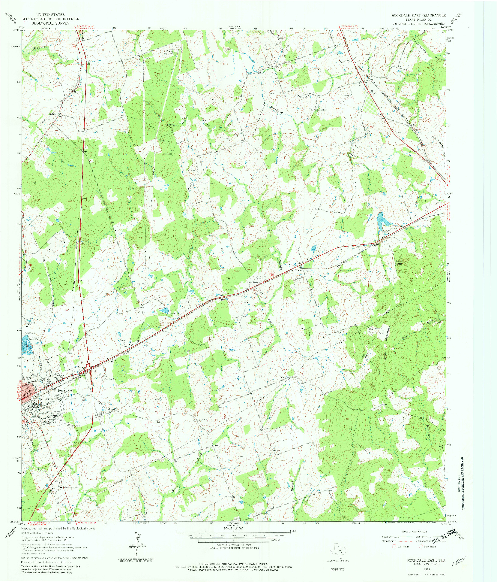 USGS 1:24000-SCALE QUADRANGLE FOR ROCKDALE EAST, TX 1961