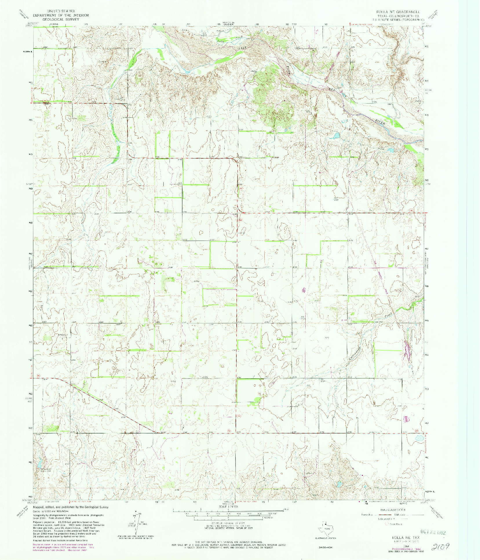 USGS 1:24000-SCALE QUADRANGLE FOR ROLLA NE, TX 1964