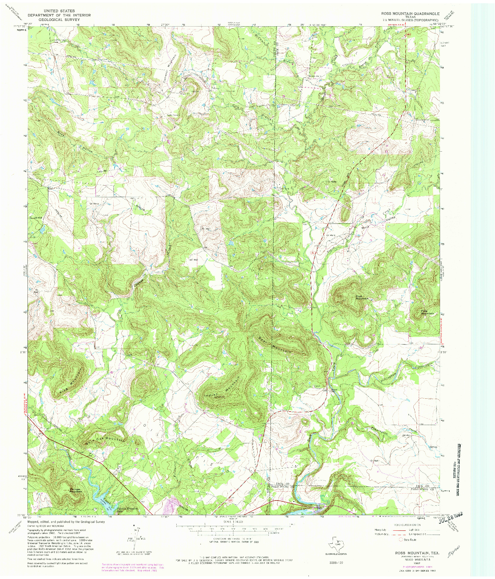 USGS 1:24000-SCALE QUADRANGLE FOR ROSS MOUNTAIN, TX 1967