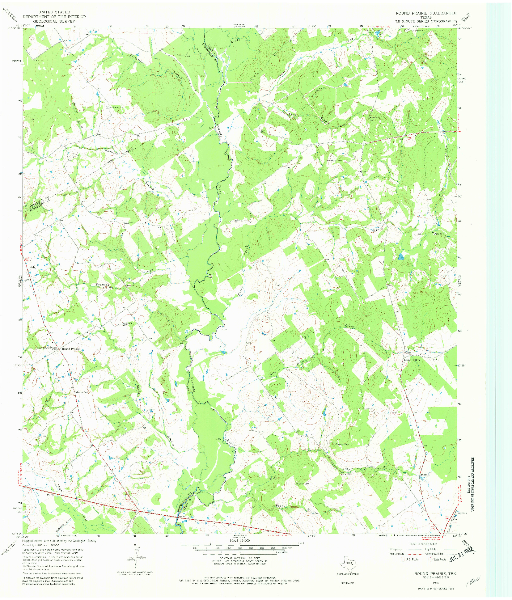 USGS 1:24000-SCALE QUADRANGLE FOR ROUND PRAIRIE, TX 1966