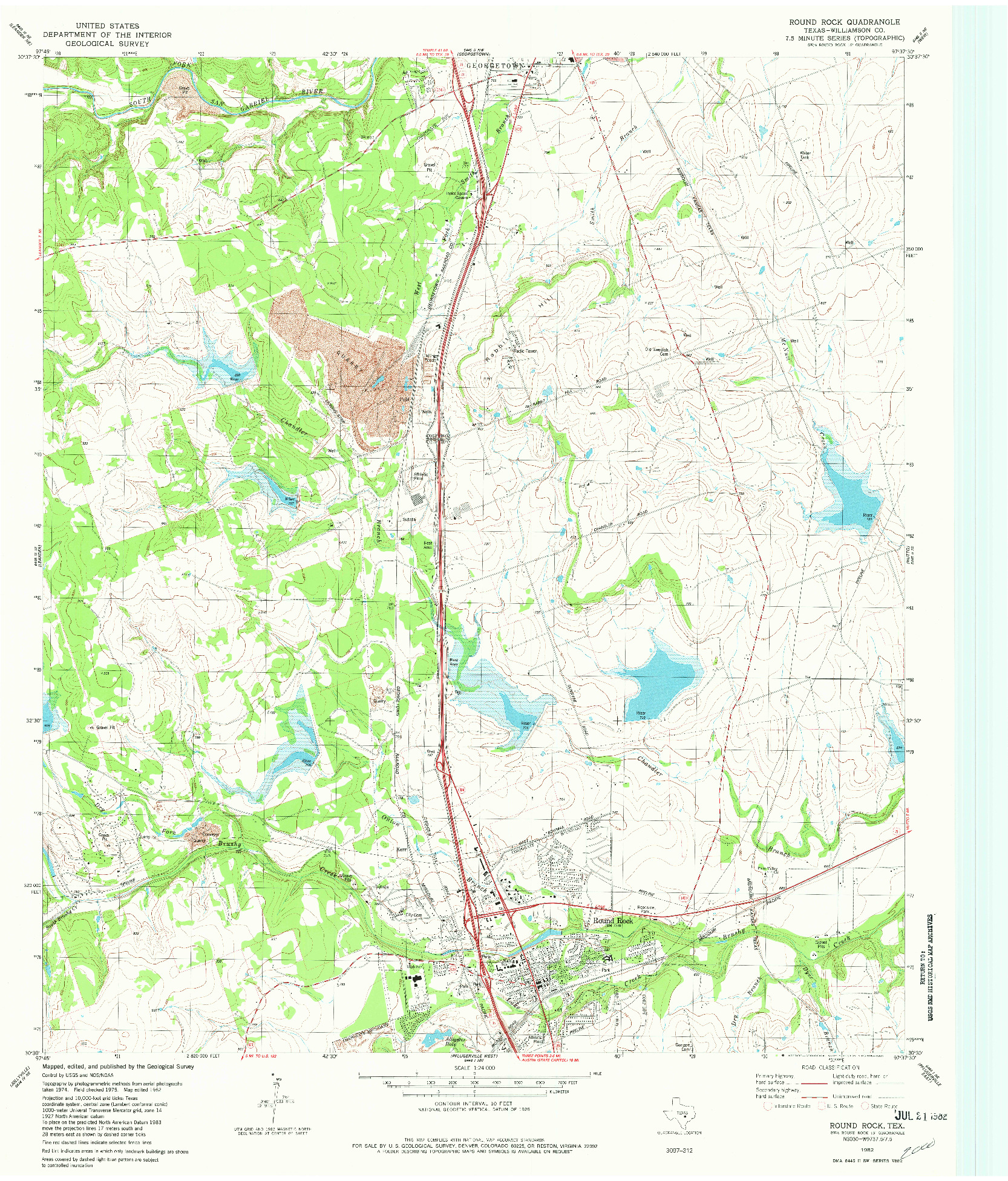 USGS 1:24000-SCALE QUADRANGLE FOR ROUND ROCK, TX 1982
