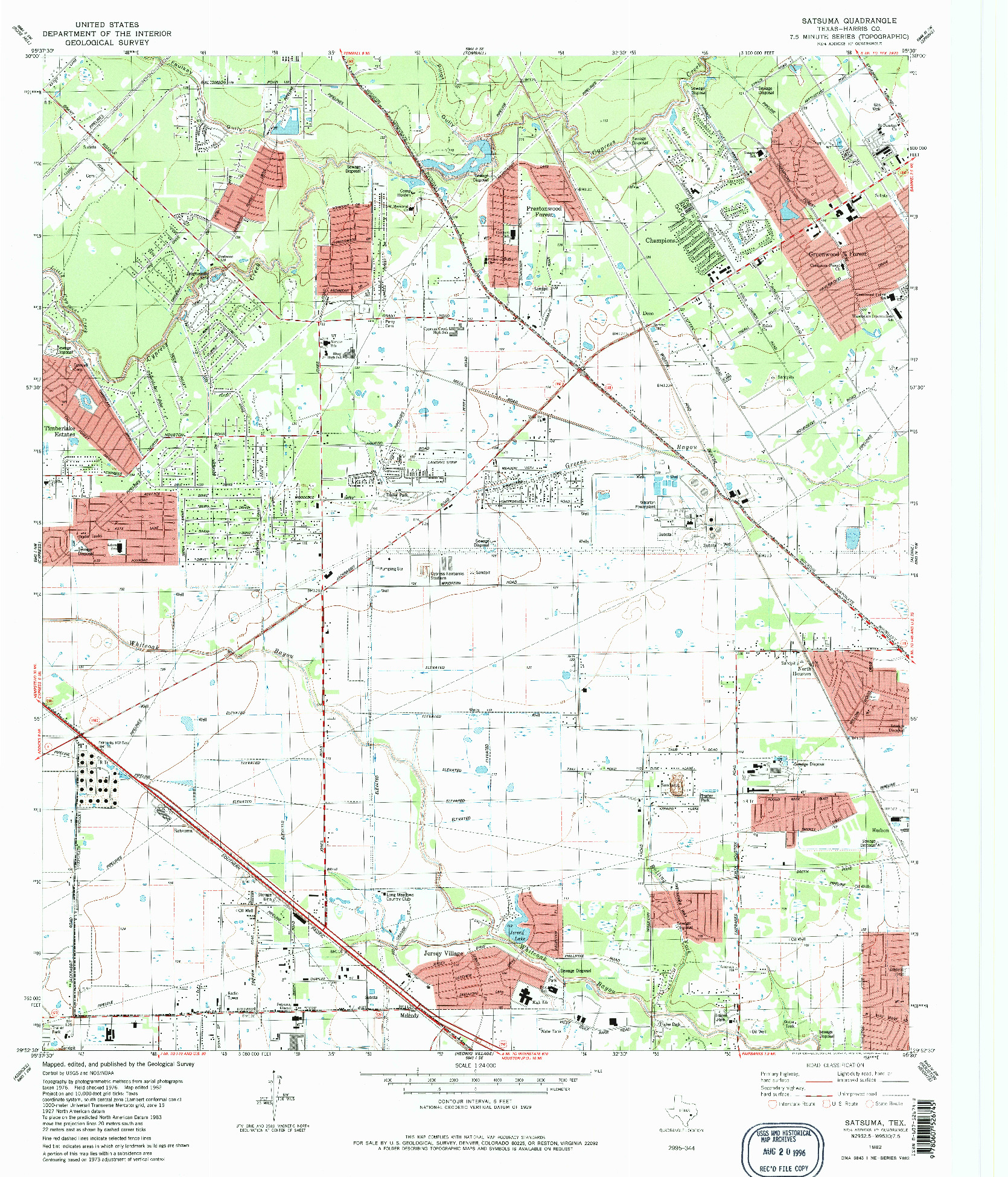 USGS 1:24000-SCALE QUADRANGLE FOR SATSUMA, TX 1982