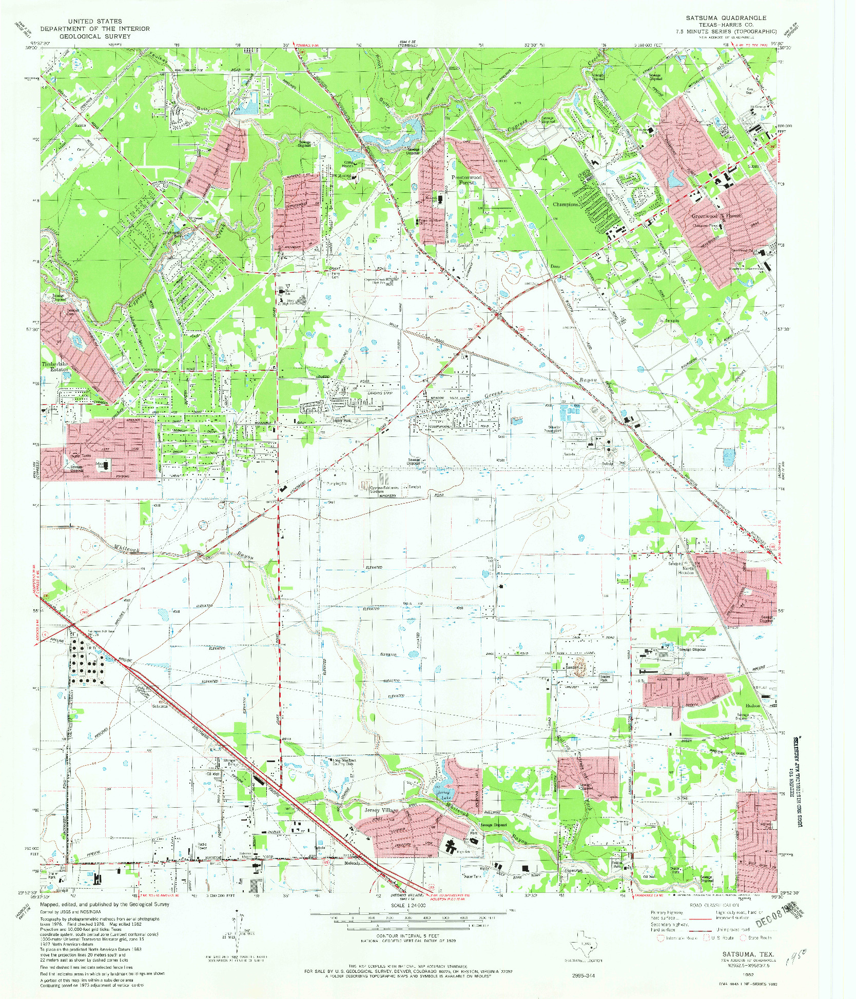 USGS 1:24000-SCALE QUADRANGLE FOR SATSUMA, TX 1982