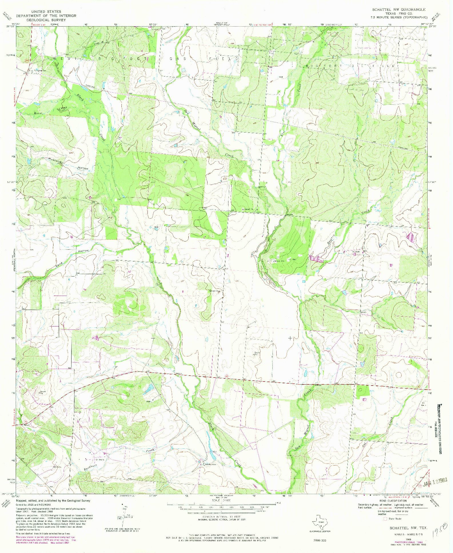 USGS 1:24000-SCALE QUADRANGLE FOR SCHATTEL NW, TX 1968