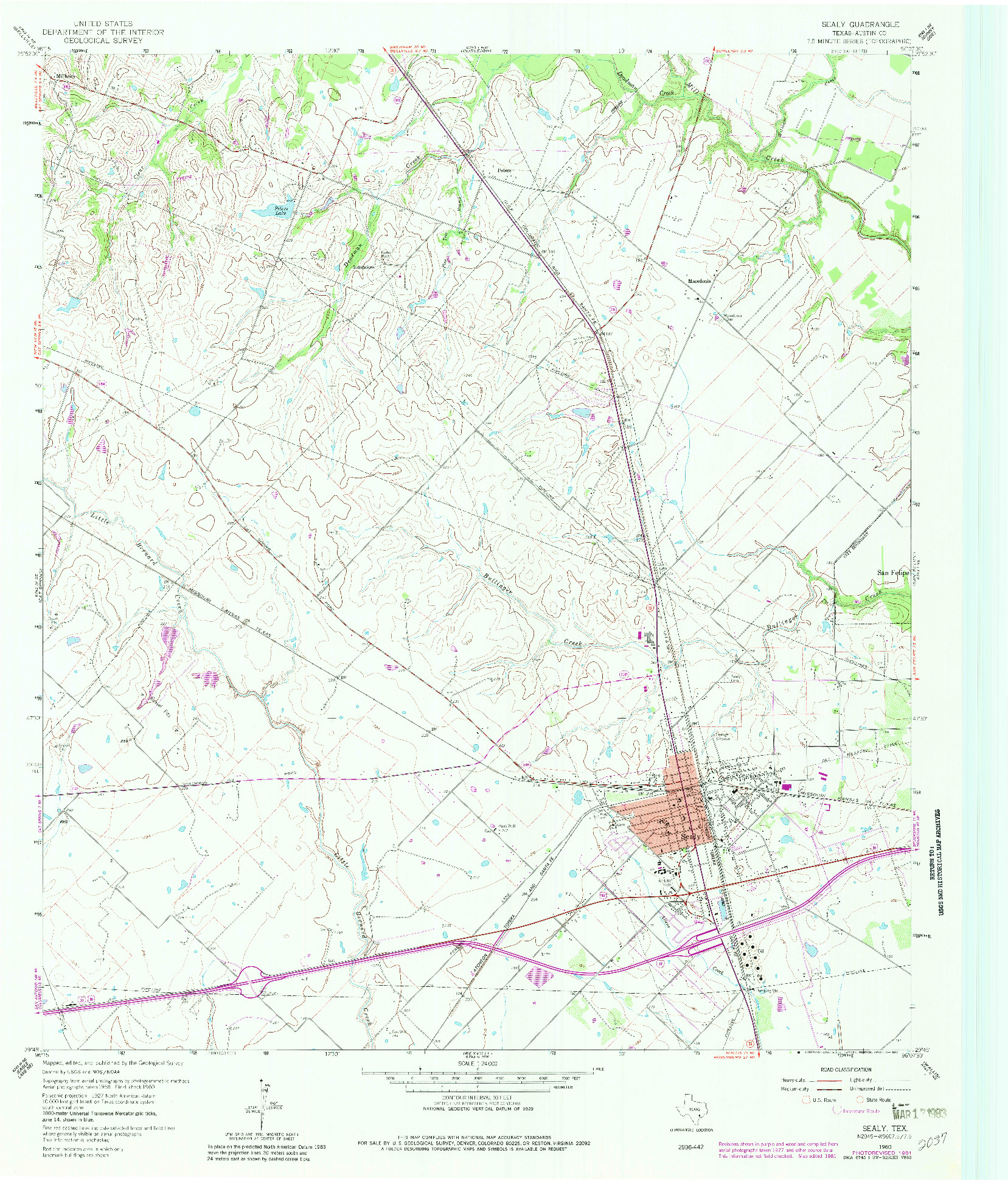 USGS 1:24000-SCALE QUADRANGLE FOR SEALY, TX 1960