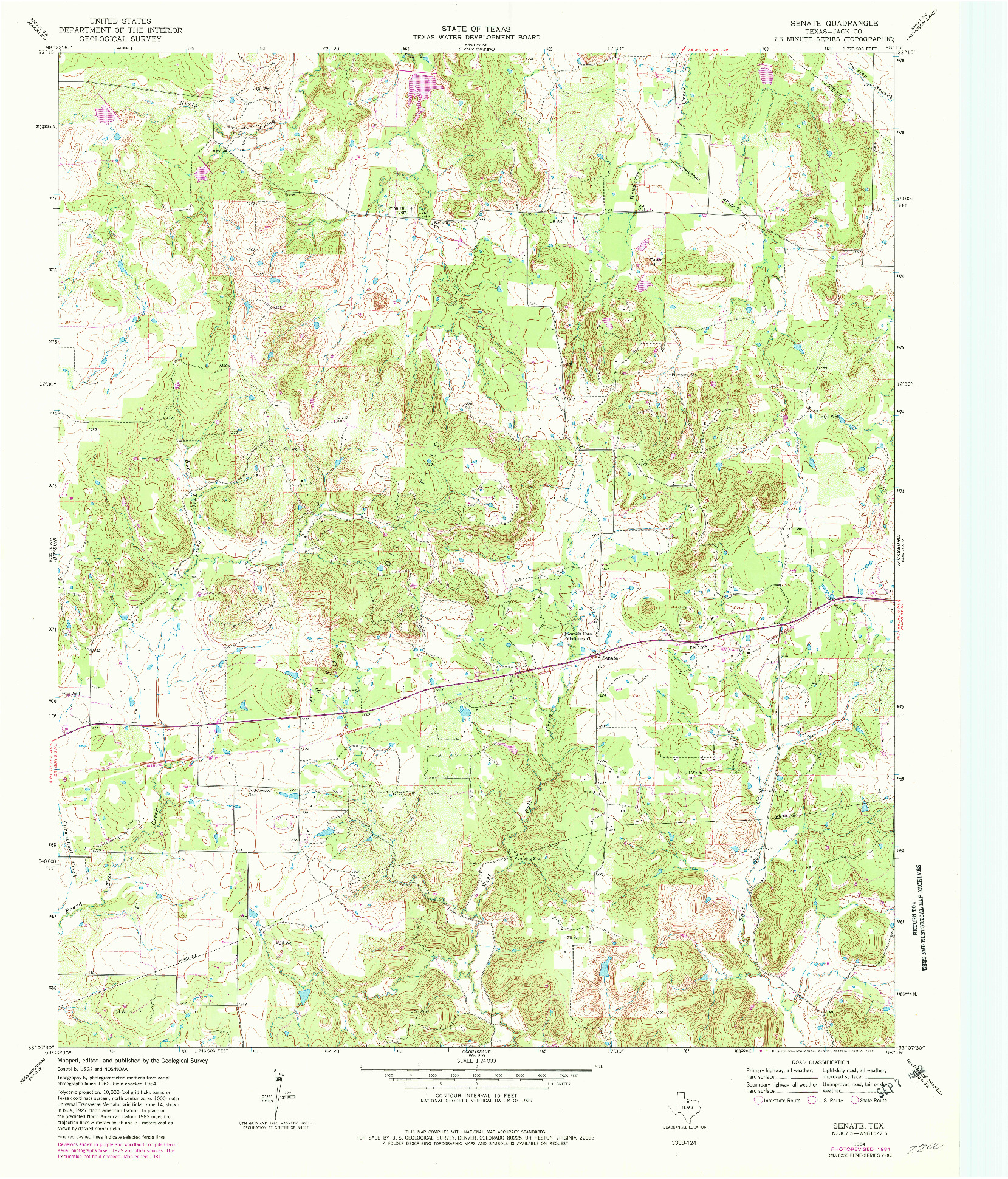 USGS 1:24000-SCALE QUADRANGLE FOR SENATE, TX 1964