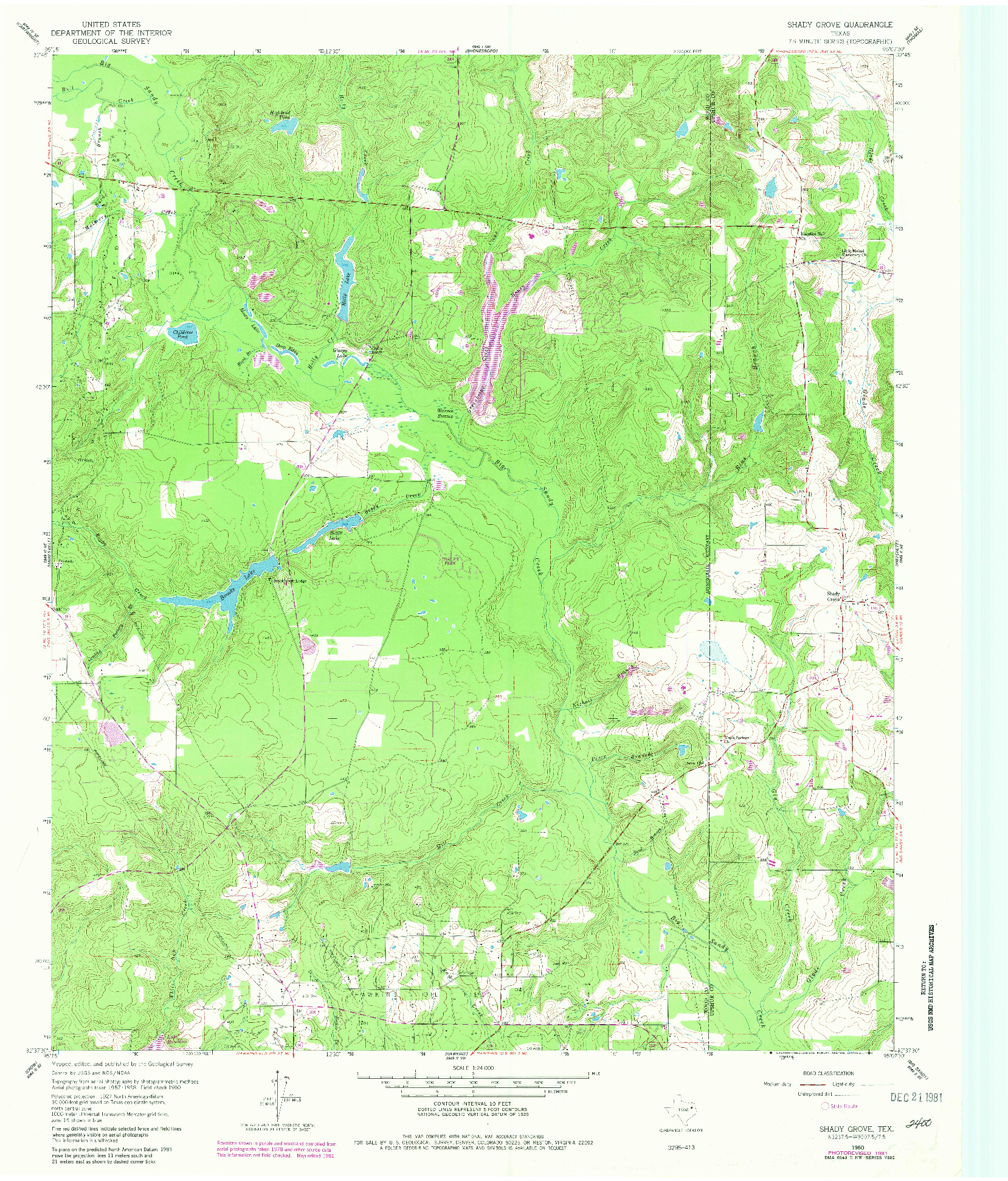 USGS 1:24000-SCALE QUADRANGLE FOR SHADY GROVE, TX 1960