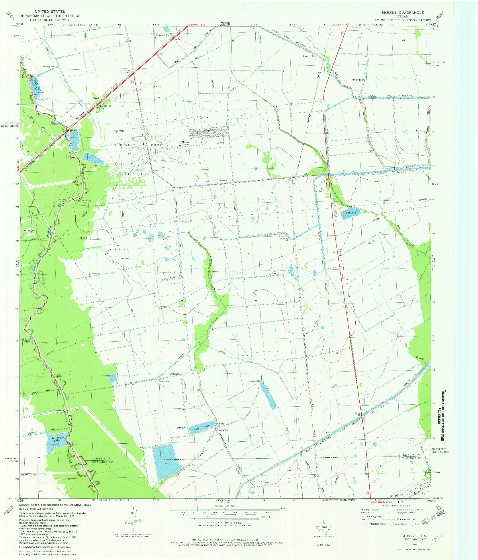 USGS 1:24000-SCALE QUADRANGLE FOR SHEEKS, TX 1982