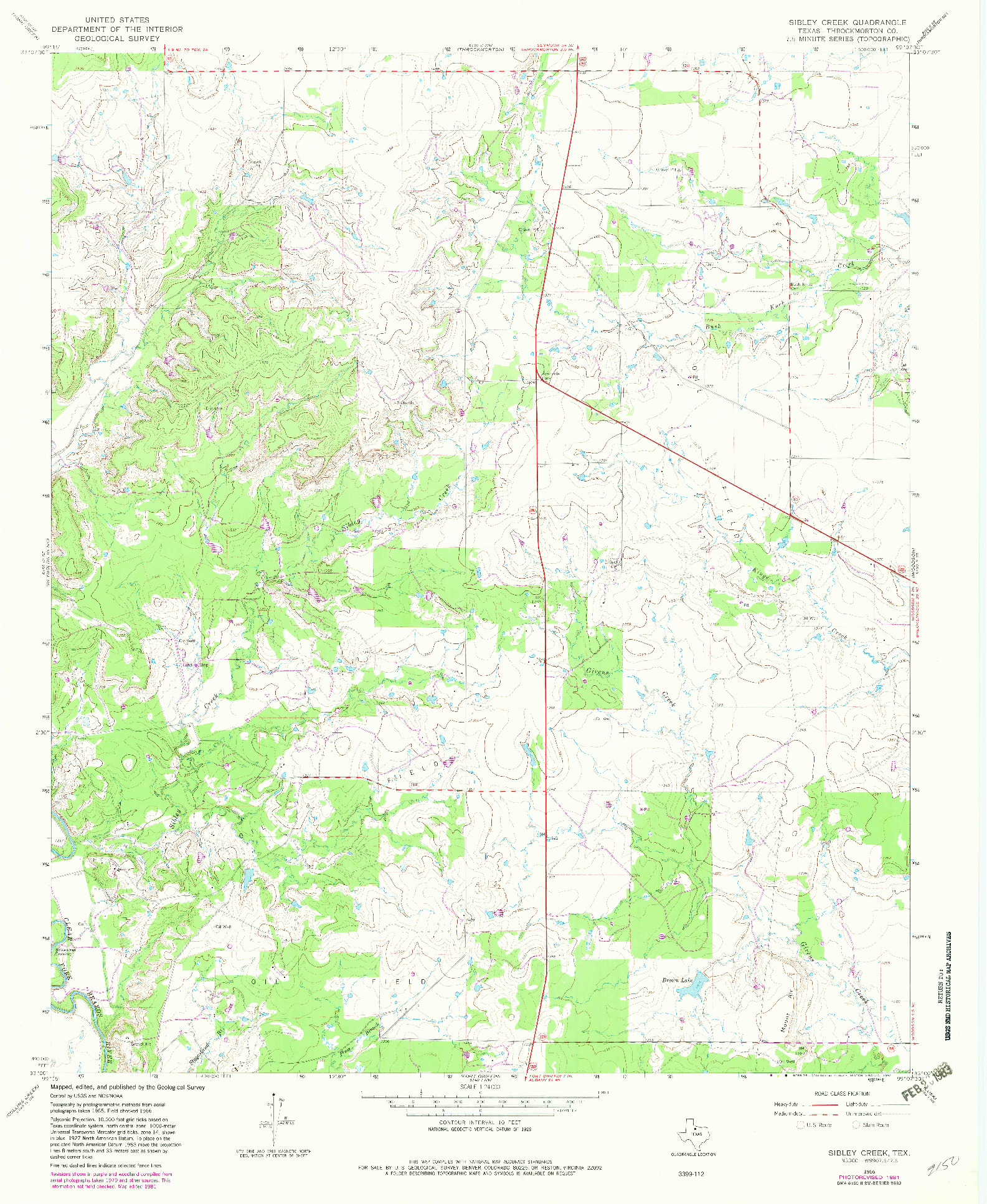 USGS 1:24000-SCALE QUADRANGLE FOR SIBLEY CREEK, TX 1966