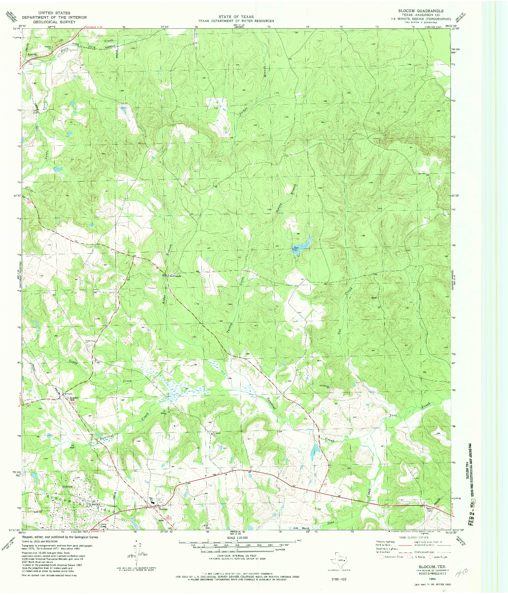 USGS 1:24000-SCALE QUADRANGLE FOR SLOCUM, TX 1982