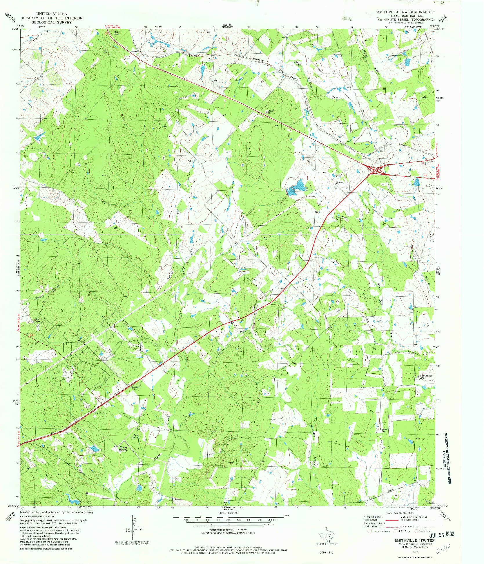 USGS 1:24000-SCALE QUADRANGLE FOR SMITHVILLE NW, TX 1982