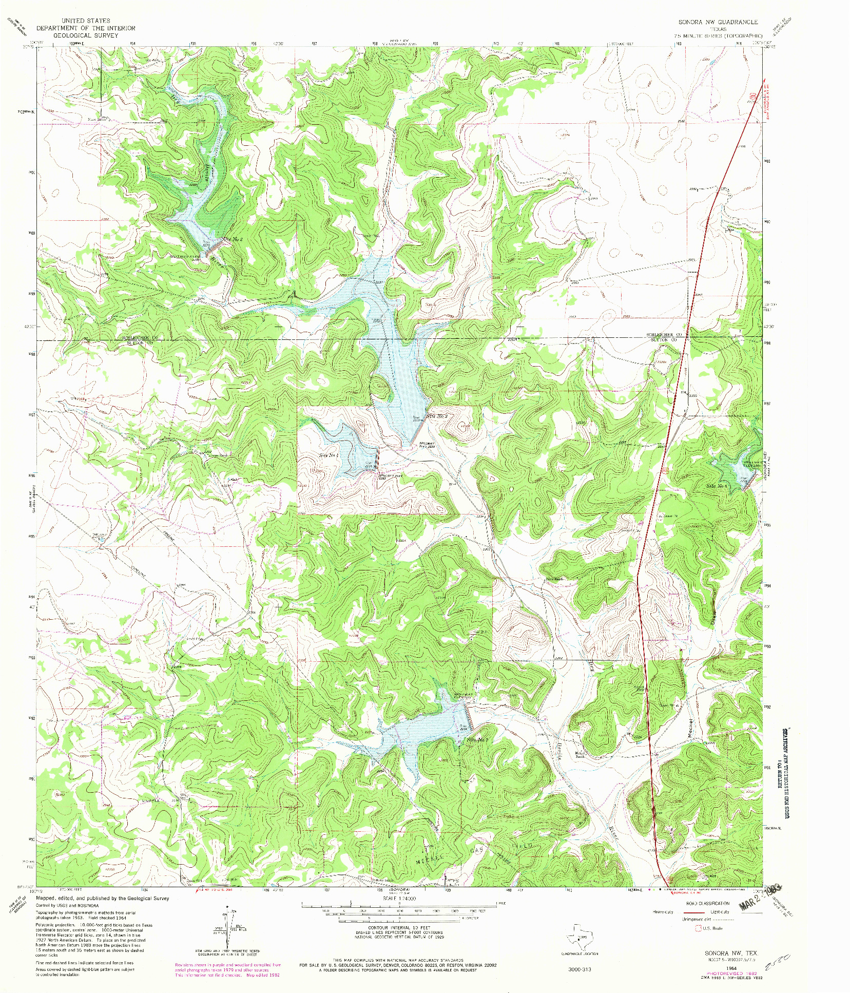 USGS 1:24000-SCALE QUADRANGLE FOR SONORA NW, TX 1964