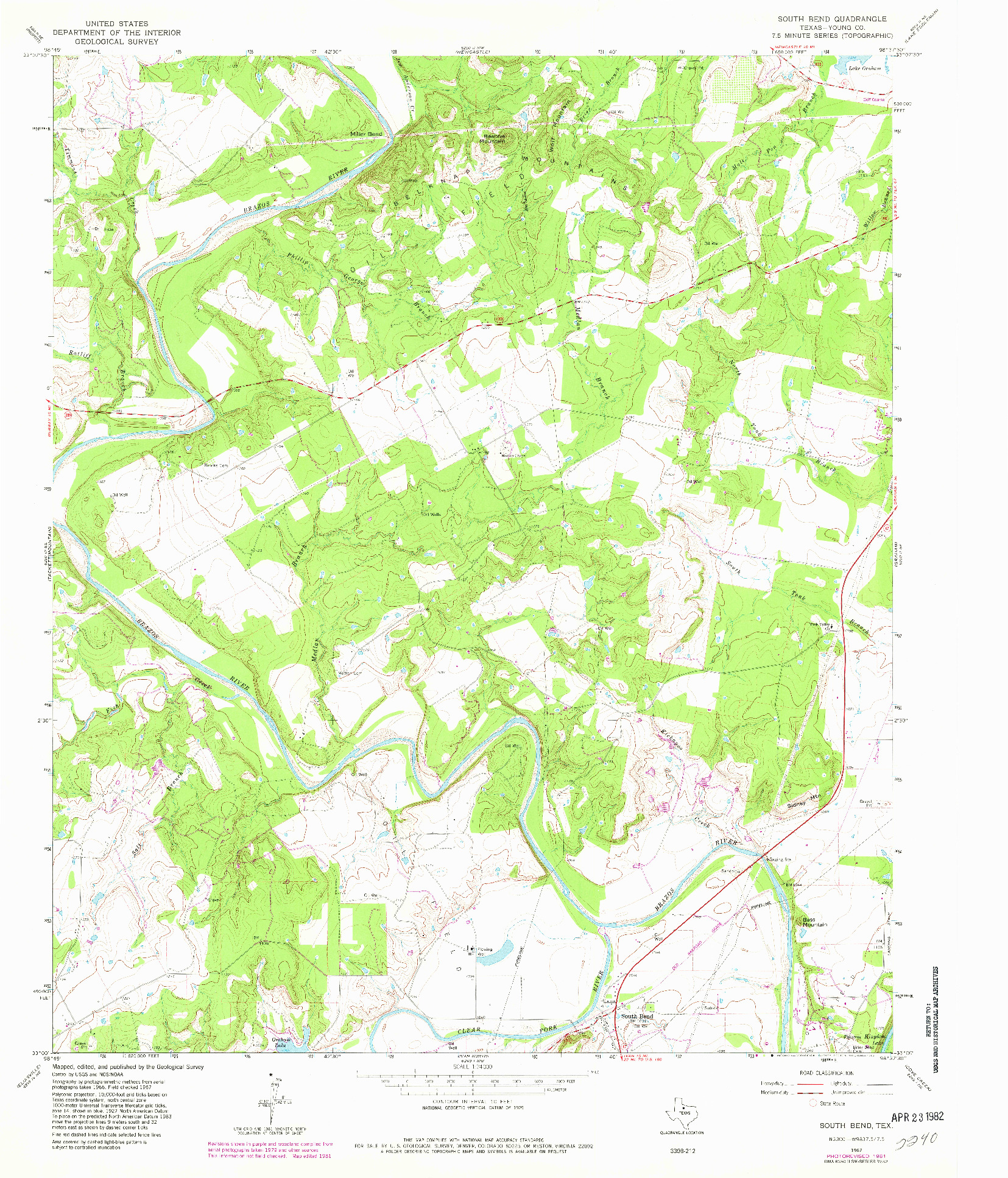 USGS 1:24000-SCALE QUADRANGLE FOR SOUTH BEND, TX 1967