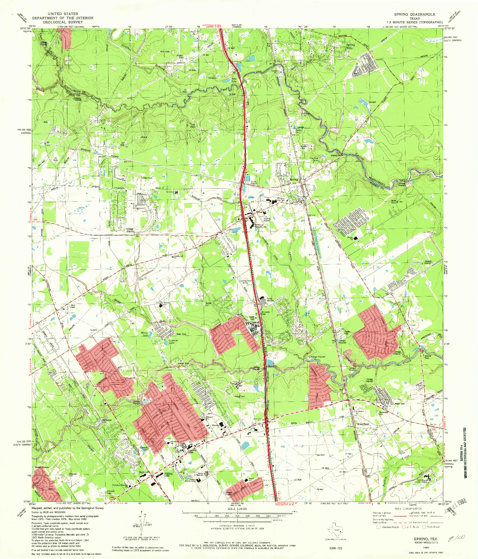 USGS 1:24000-SCALE QUADRANGLE FOR SPRING, TX 1982