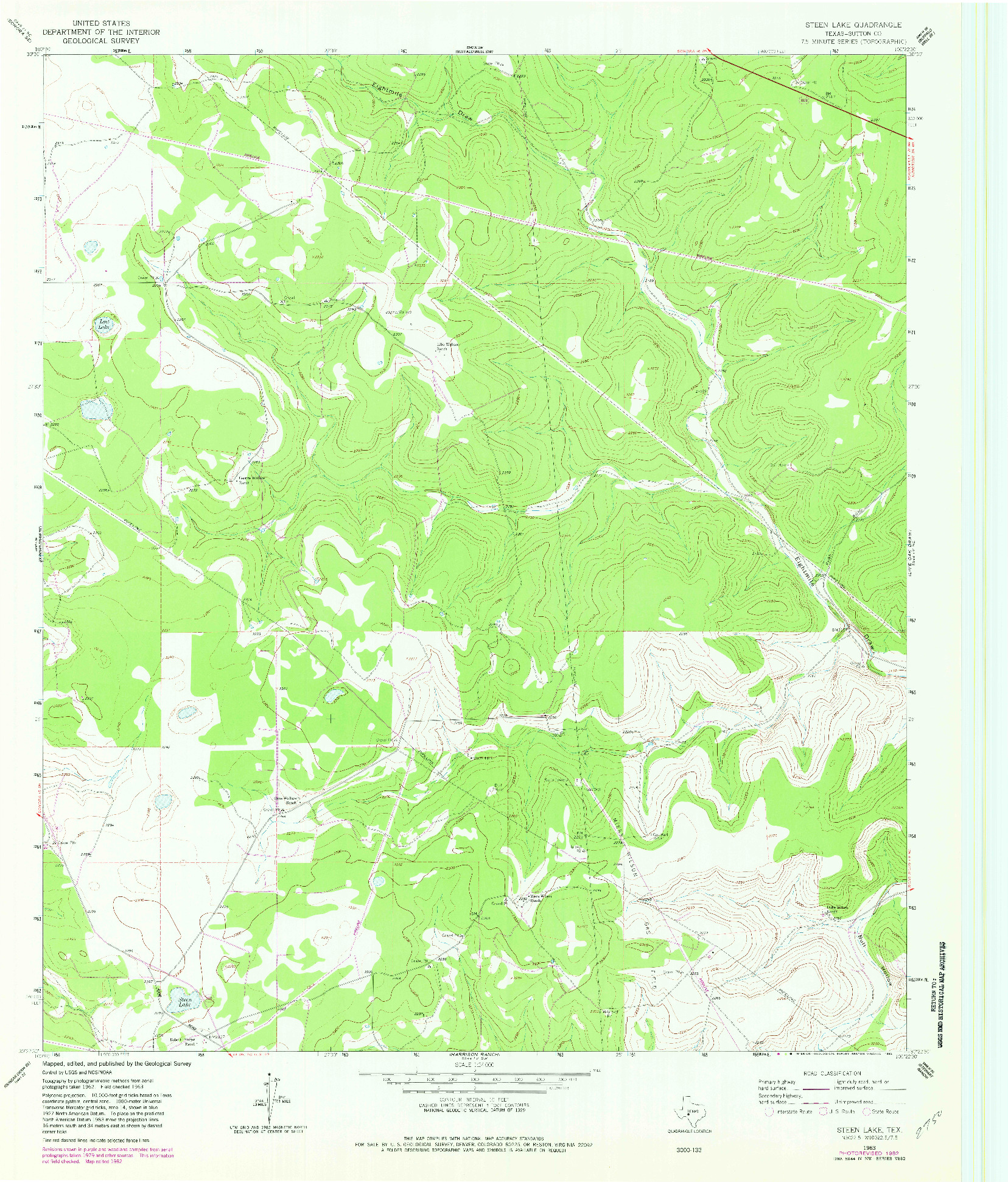 USGS 1:24000-SCALE QUADRANGLE FOR STEEN LAKE, TX 1963