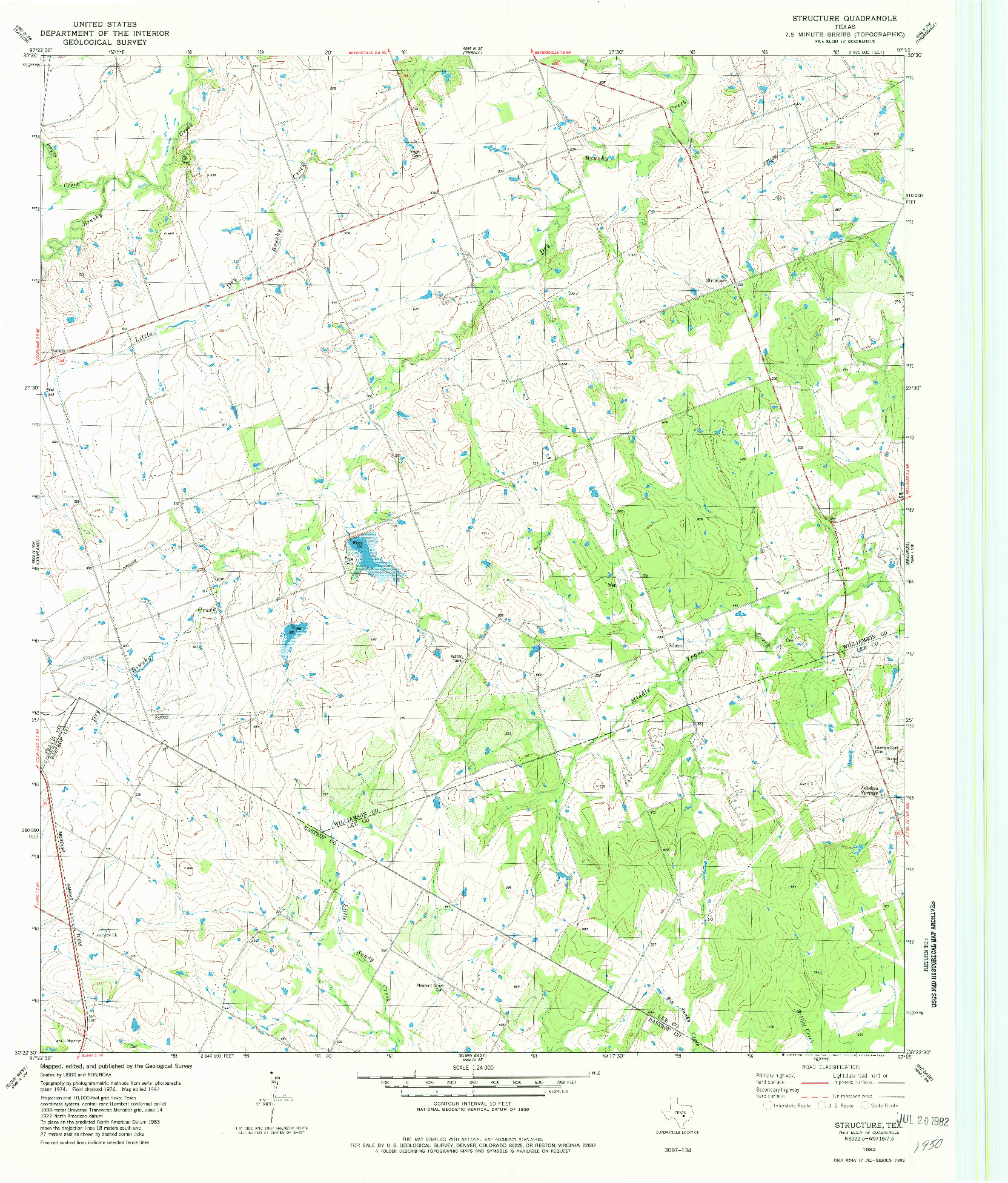 USGS 1:24000-SCALE QUADRANGLE FOR STRUCTURE, TX 1982