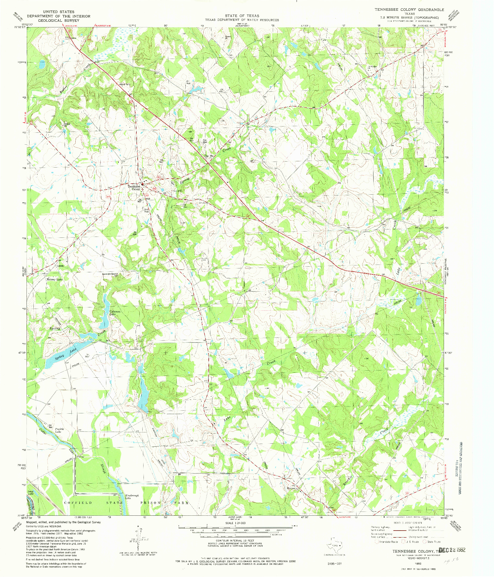 USGS 1:24000-SCALE QUADRANGLE FOR TENNESSEE COLONY, TX 1982