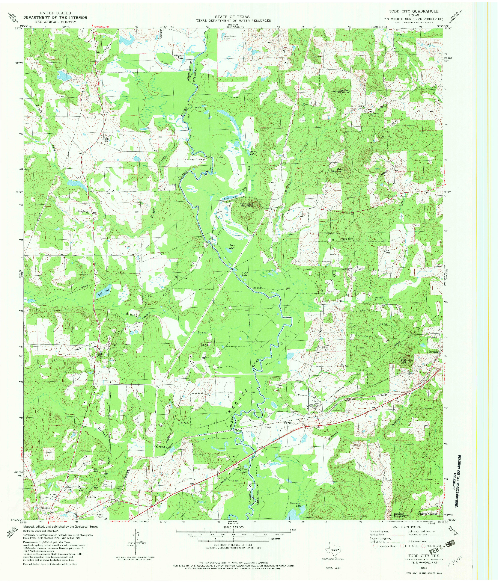 USGS 1:24000-SCALE QUADRANGLE FOR TODD CITY, TX 1982