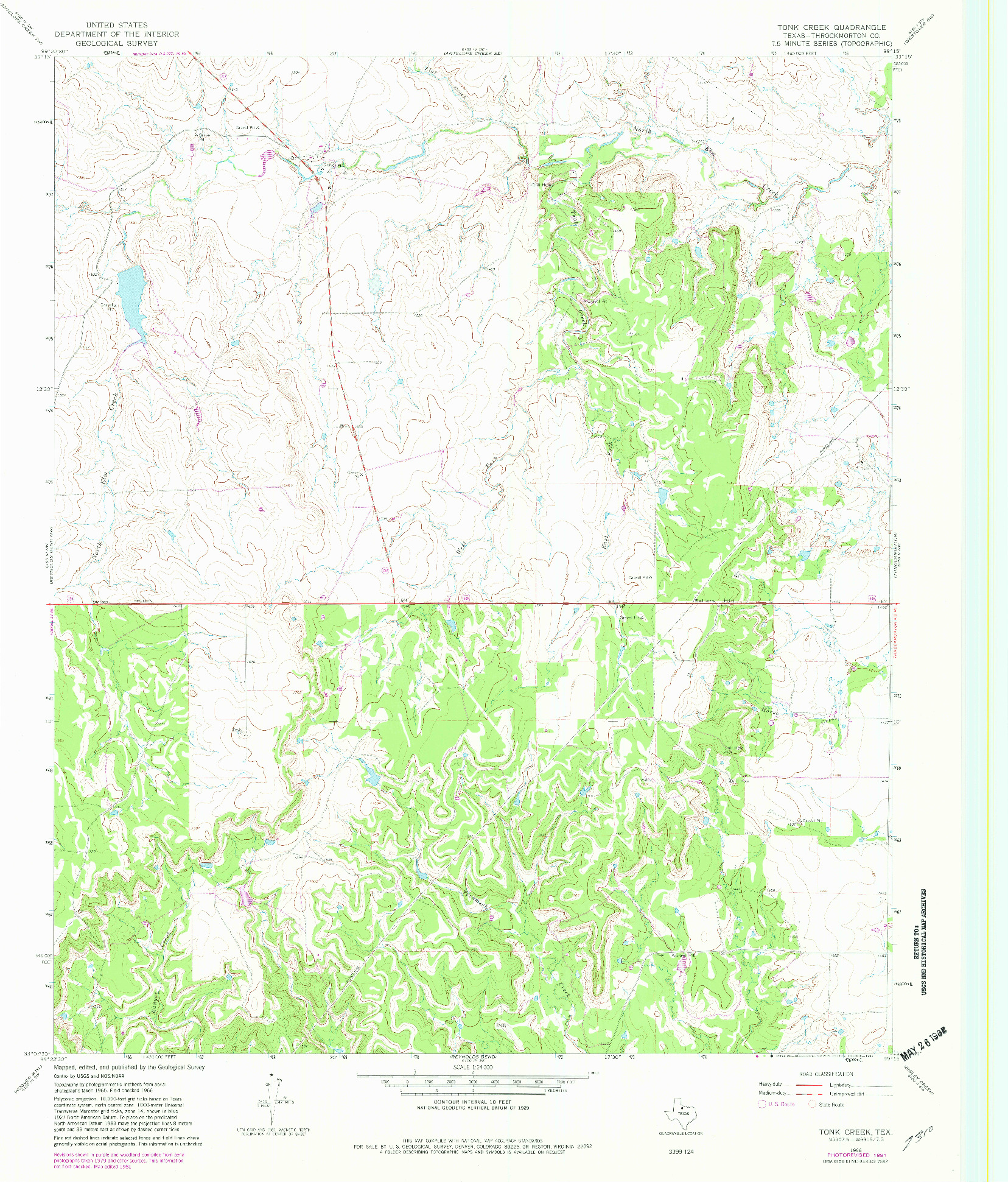 USGS 1:24000-SCALE QUADRANGLE FOR TONK CREEK, TX 1966