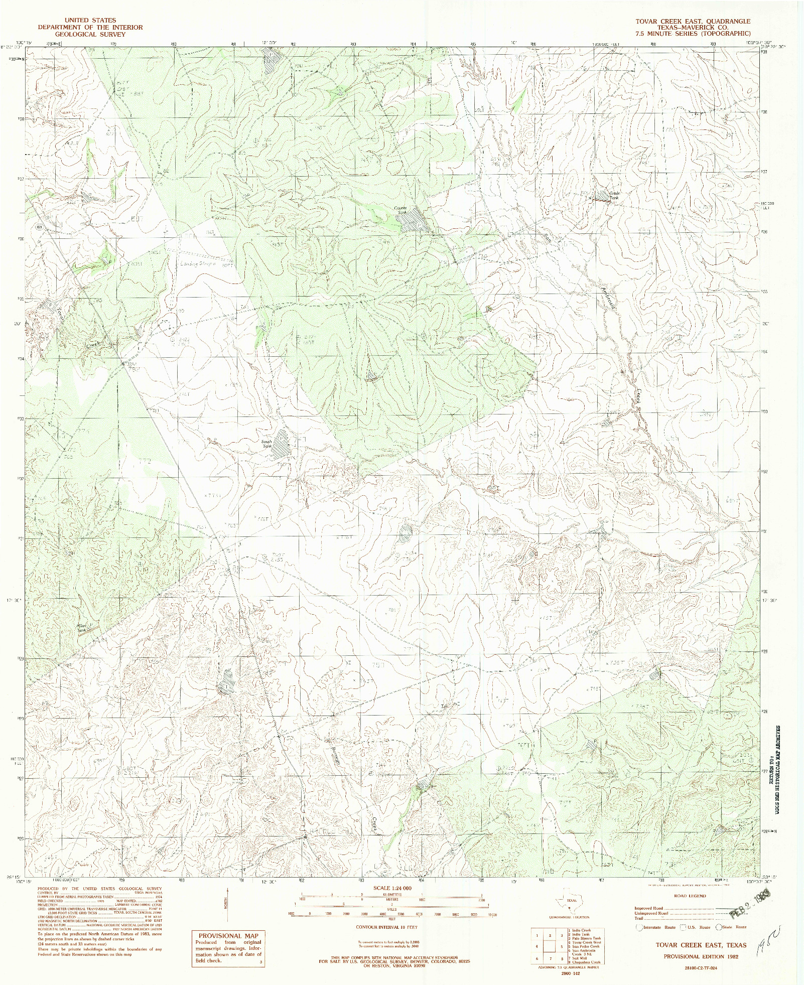 USGS 1:24000-SCALE QUADRANGLE FOR TOVAR CREEK EAST, TX 1982