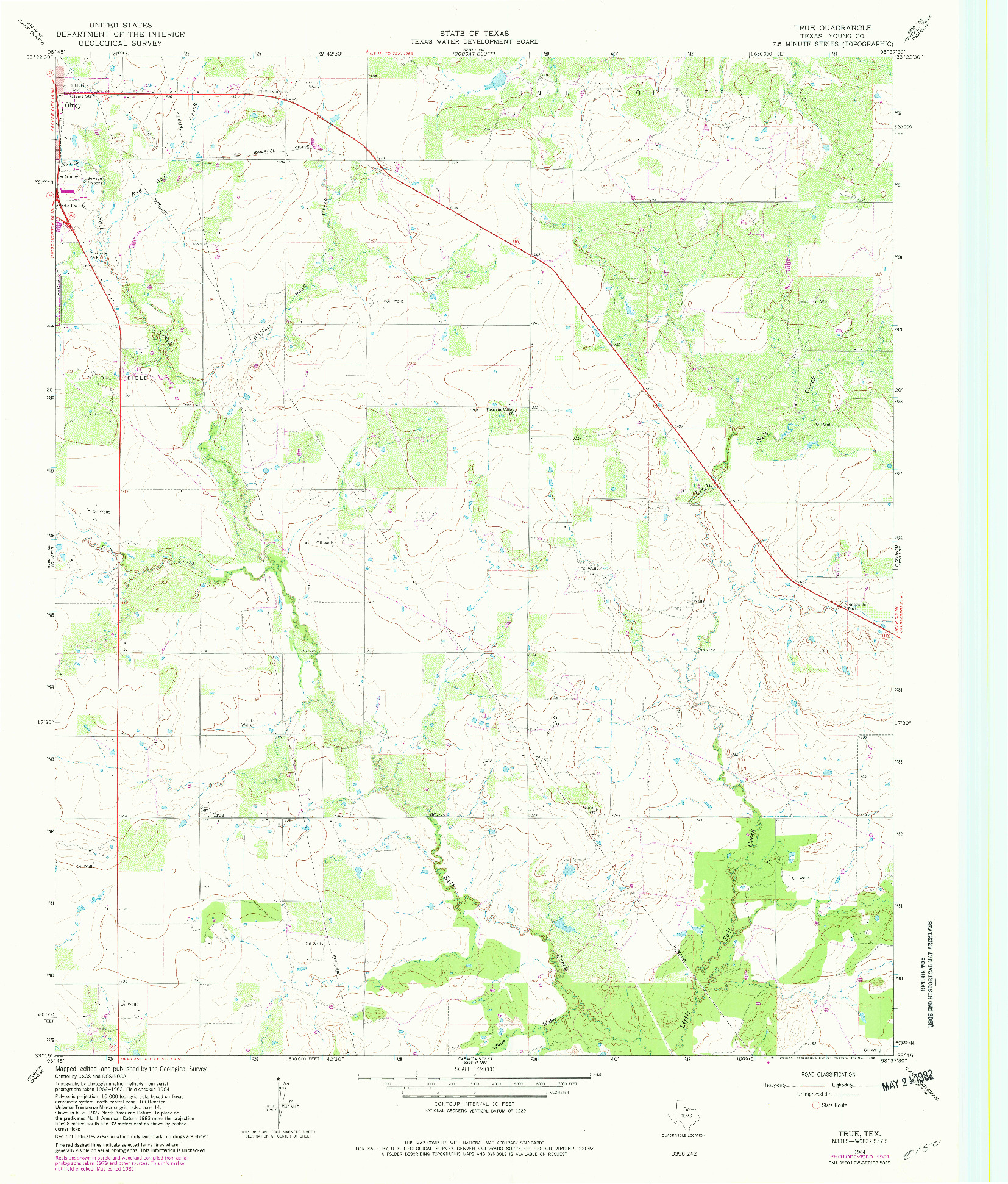 USGS 1:24000-SCALE QUADRANGLE FOR TRUE, TX 1964