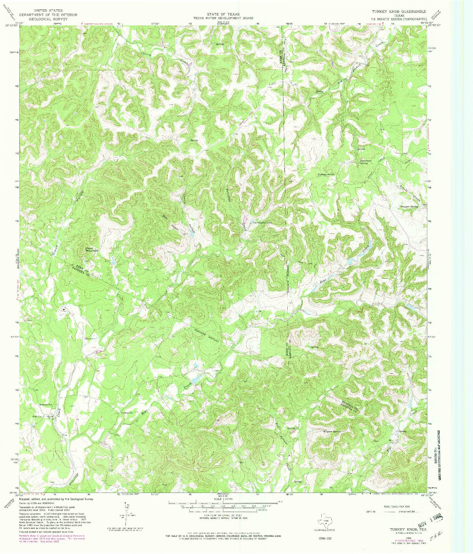 USGS 1:24000-SCALE QUADRANGLE FOR TURKEY KNOB, TX 1964