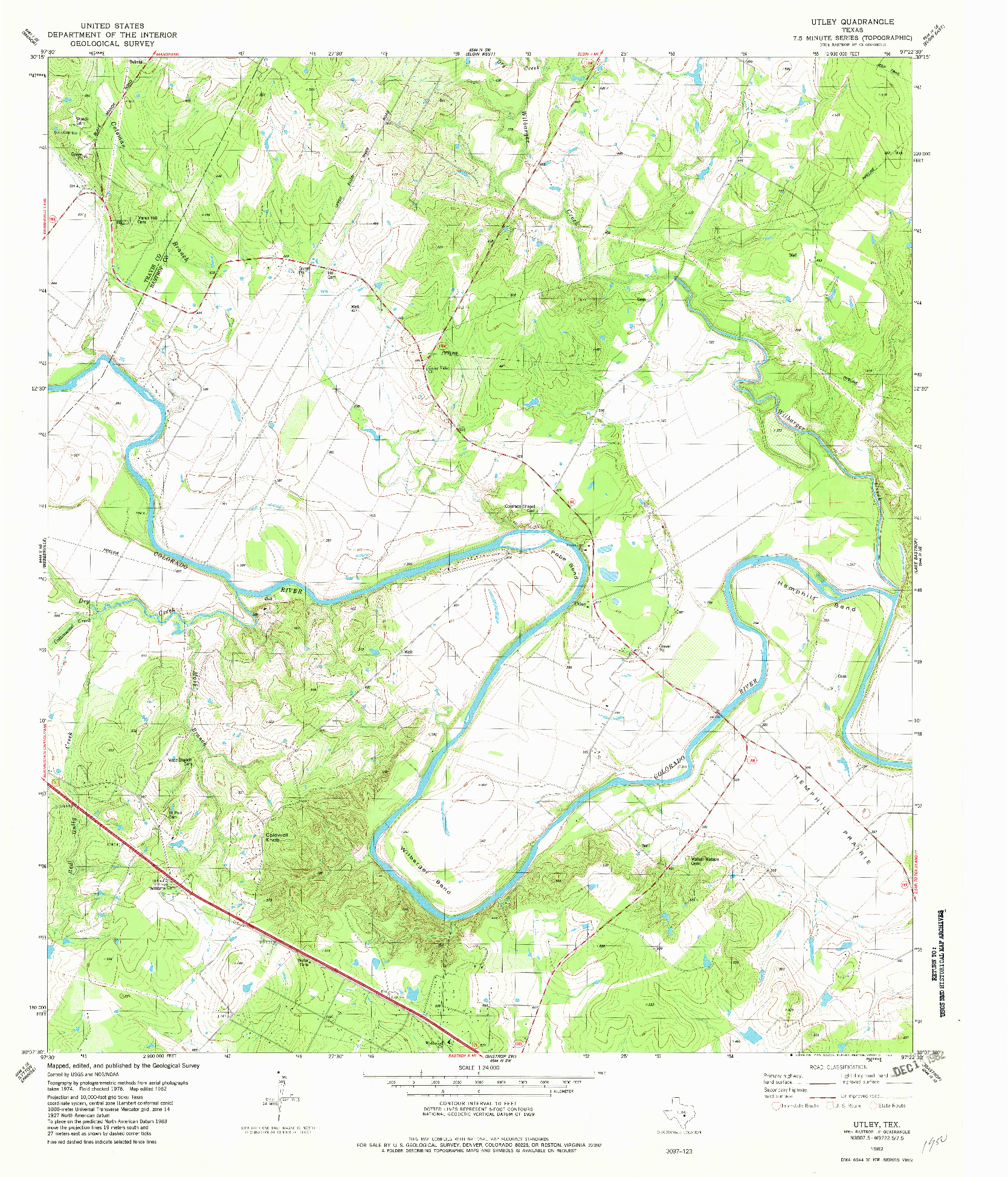 USGS 1:24000-SCALE QUADRANGLE FOR UTLEY, TX 1982