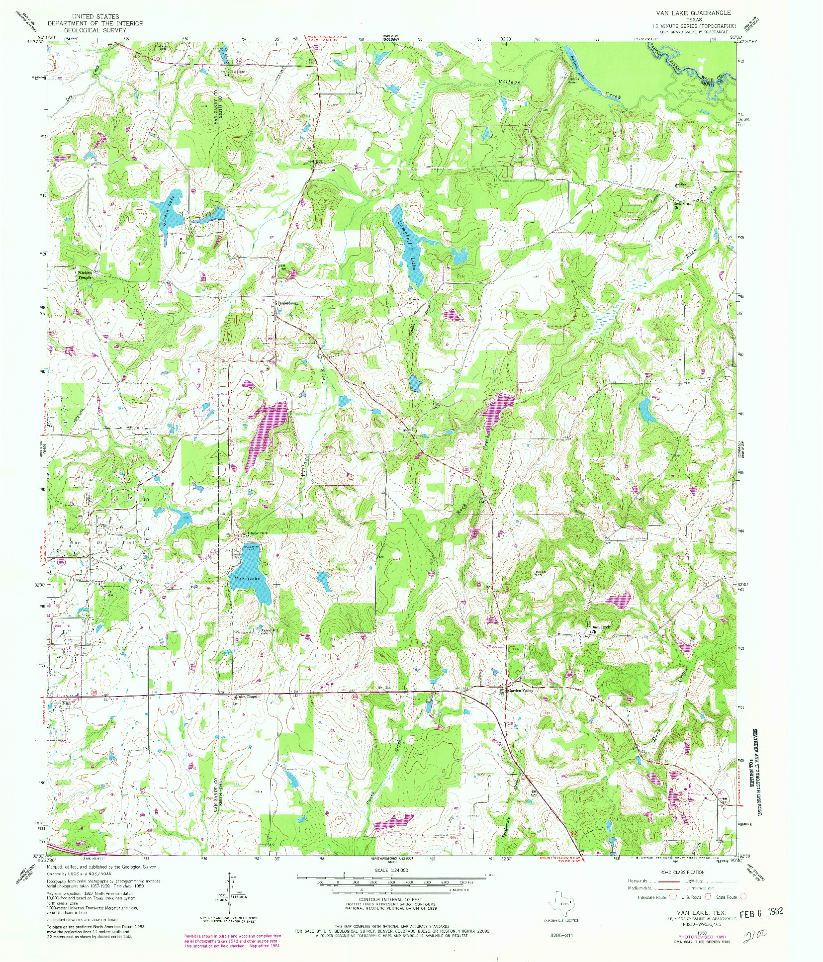 USGS 1:24000-SCALE QUADRANGLE FOR VAN LAKE, TX 1959