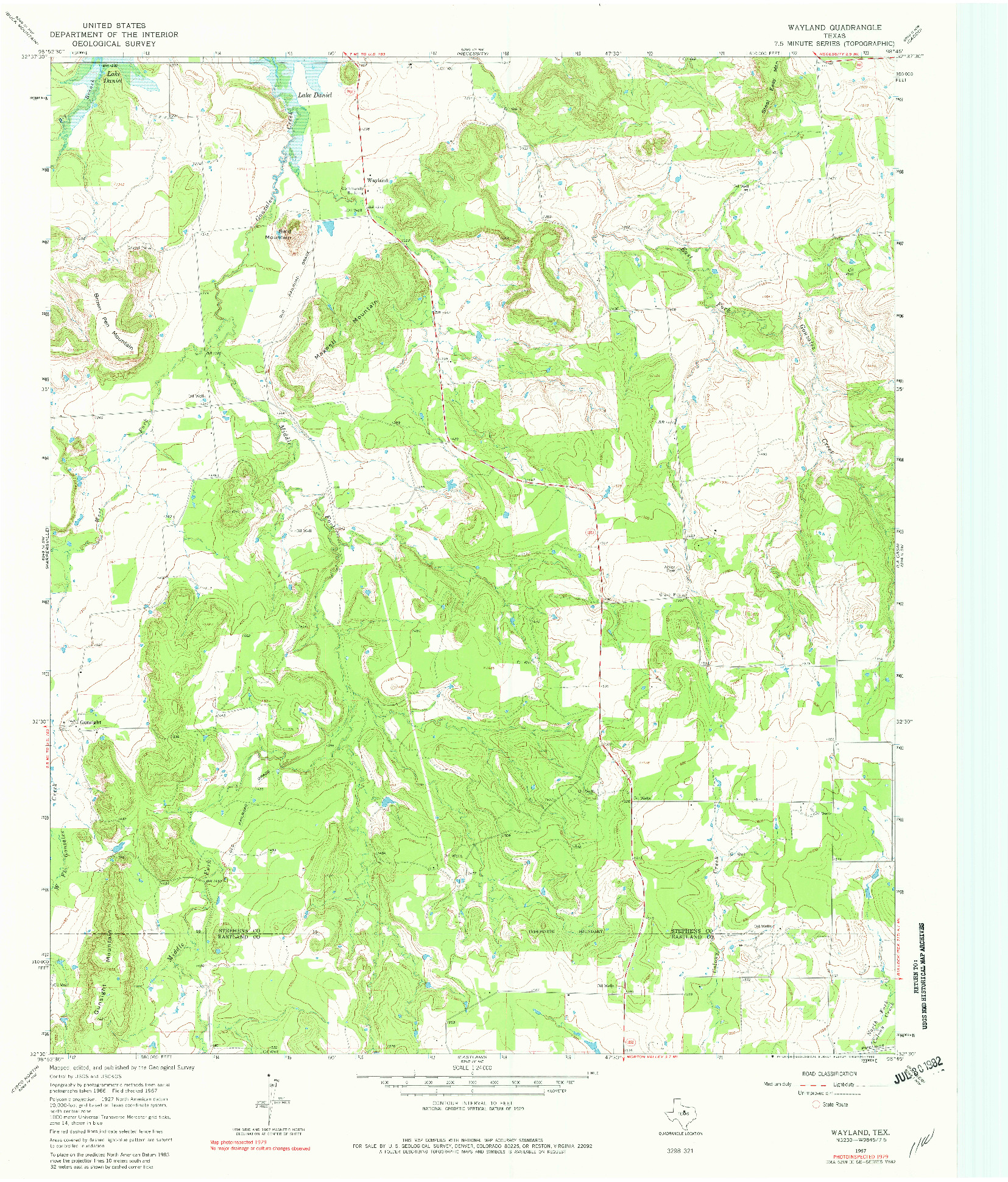 USGS 1:24000-SCALE QUADRANGLE FOR WAYLAND, TX 1967