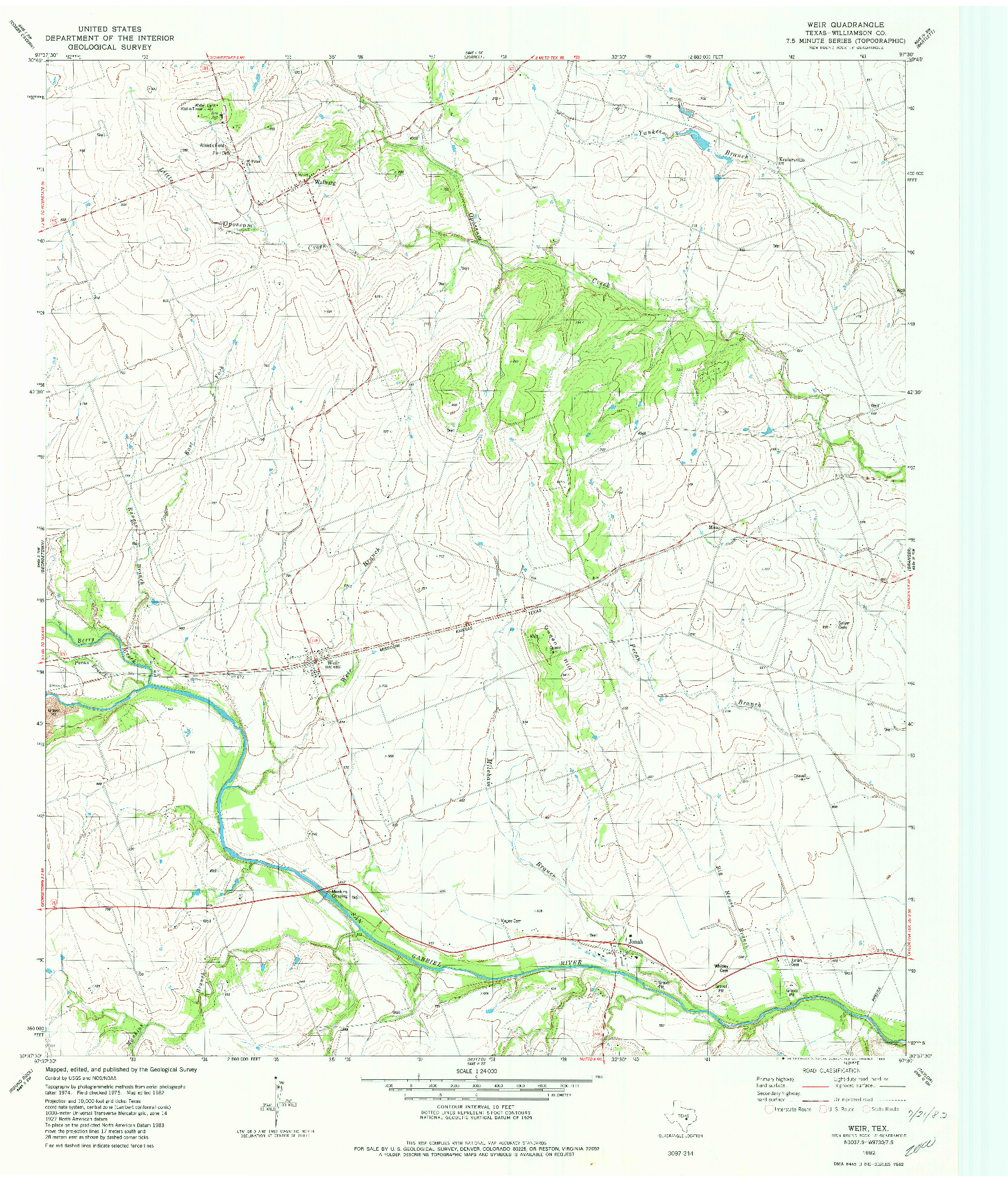 USGS 1:24000-SCALE QUADRANGLE FOR WEIR, TX 1982
