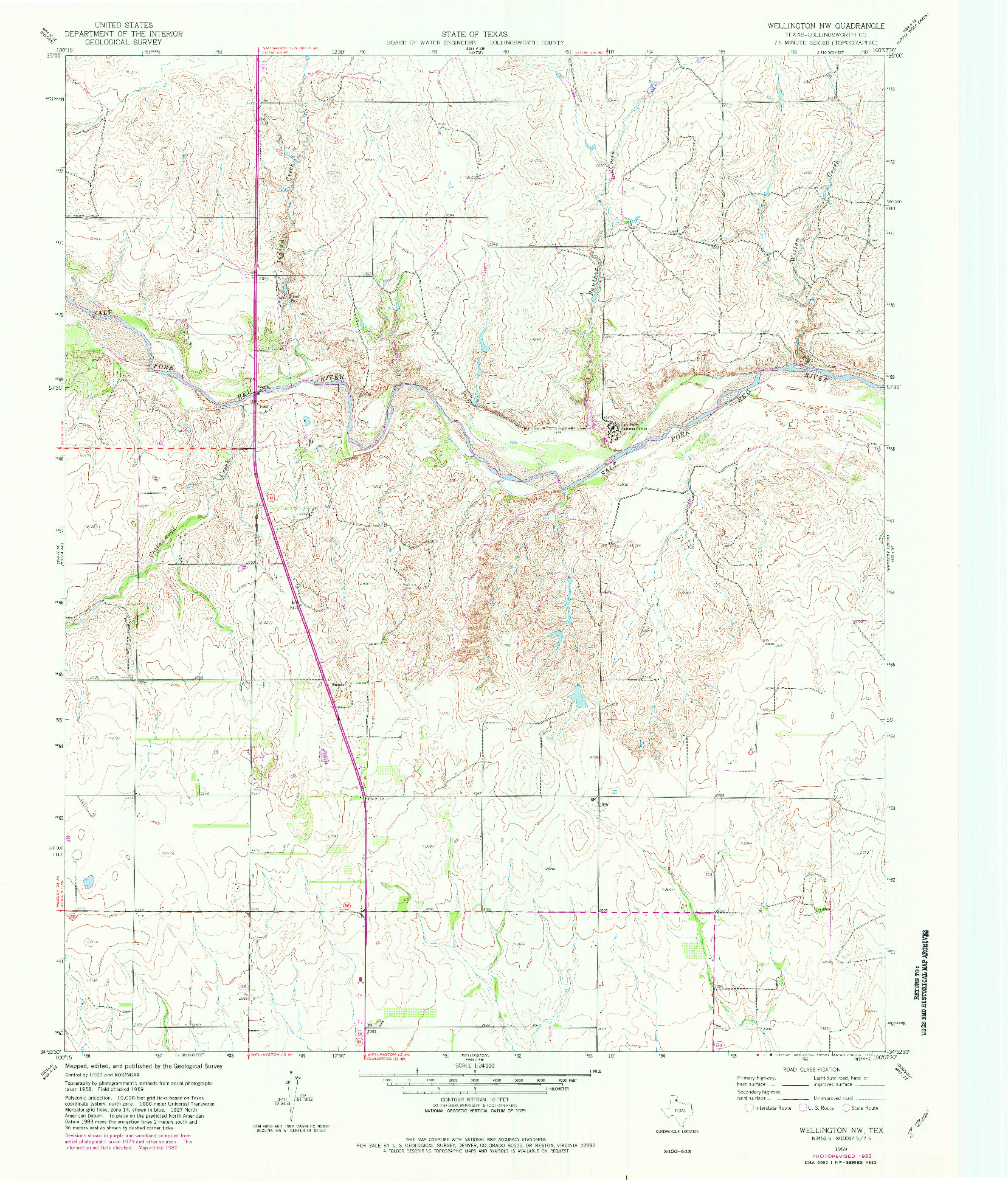 USGS 1:24000-SCALE QUADRANGLE FOR WELLINGTON NW, TX 1959