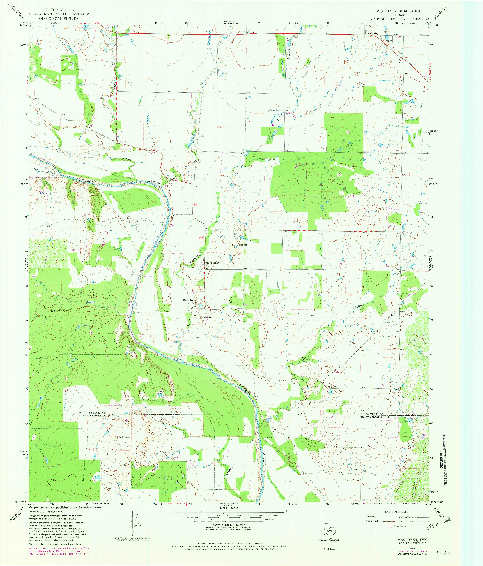 USGS 1:24000-SCALE QUADRANGLE FOR WESTOVER, TX 1966