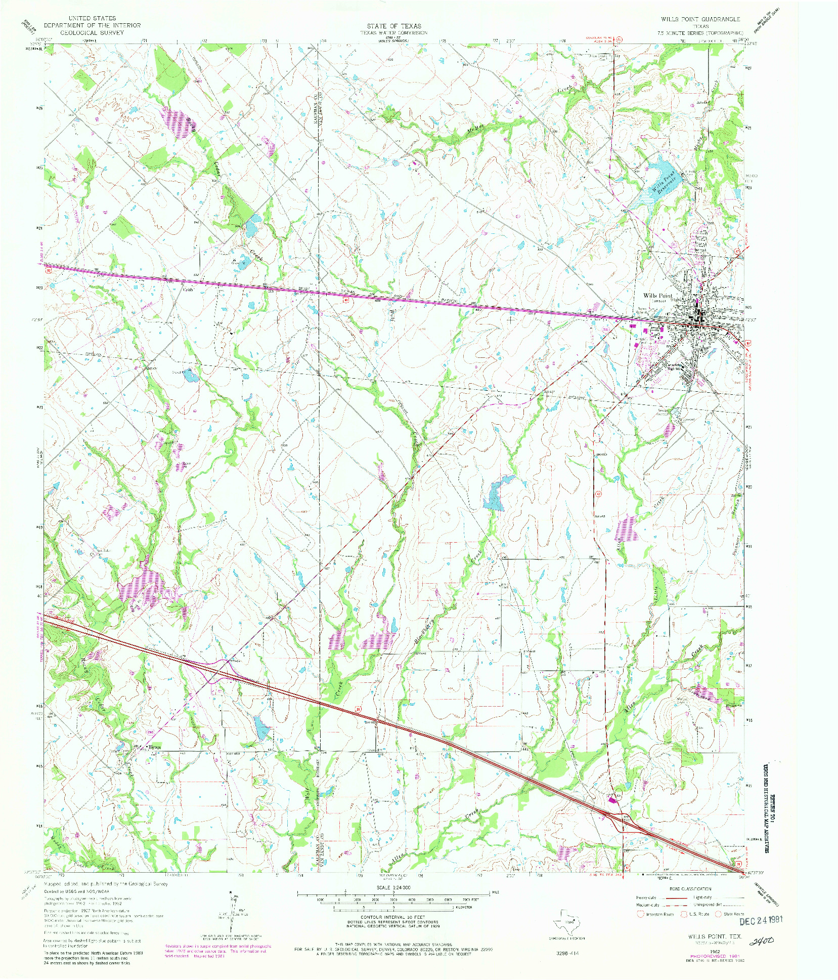 USGS 1:24000-SCALE QUADRANGLE FOR WILLS POINT, TX 1962