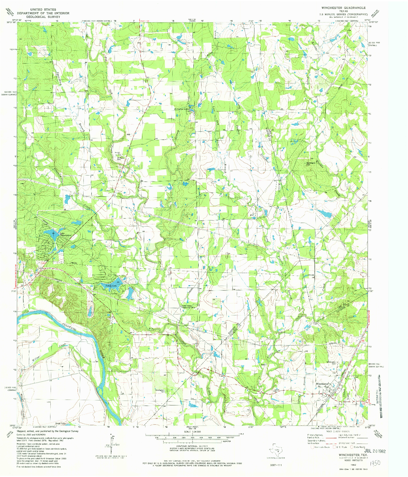 USGS 1:24000-SCALE QUADRANGLE FOR WINCHESTER, TX 1982