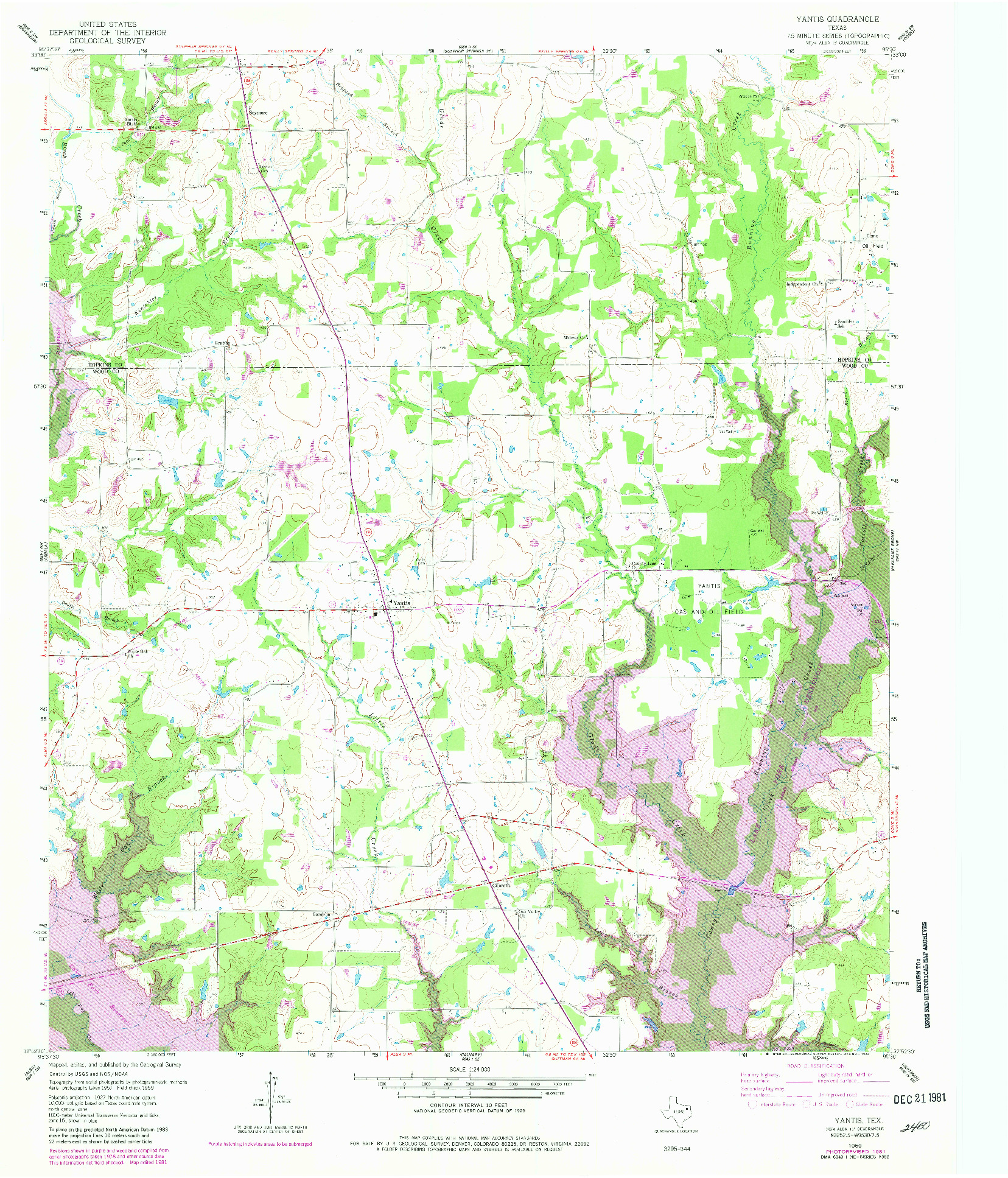 USGS 1:24000-SCALE QUADRANGLE FOR YANTIS, TX 1959