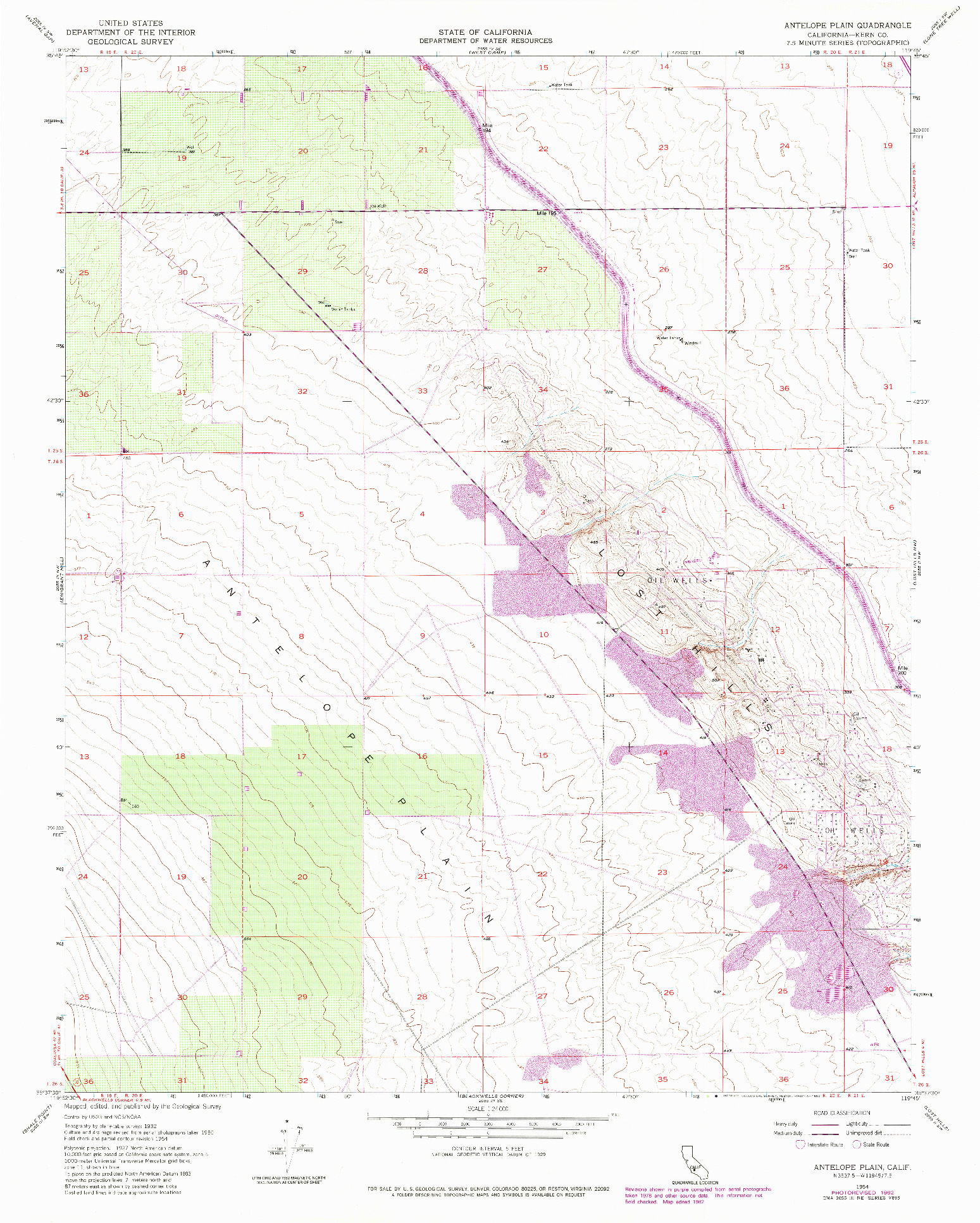 USGS 1:24000-SCALE QUADRANGLE FOR ANTELOPE PLAIN, CA 1954