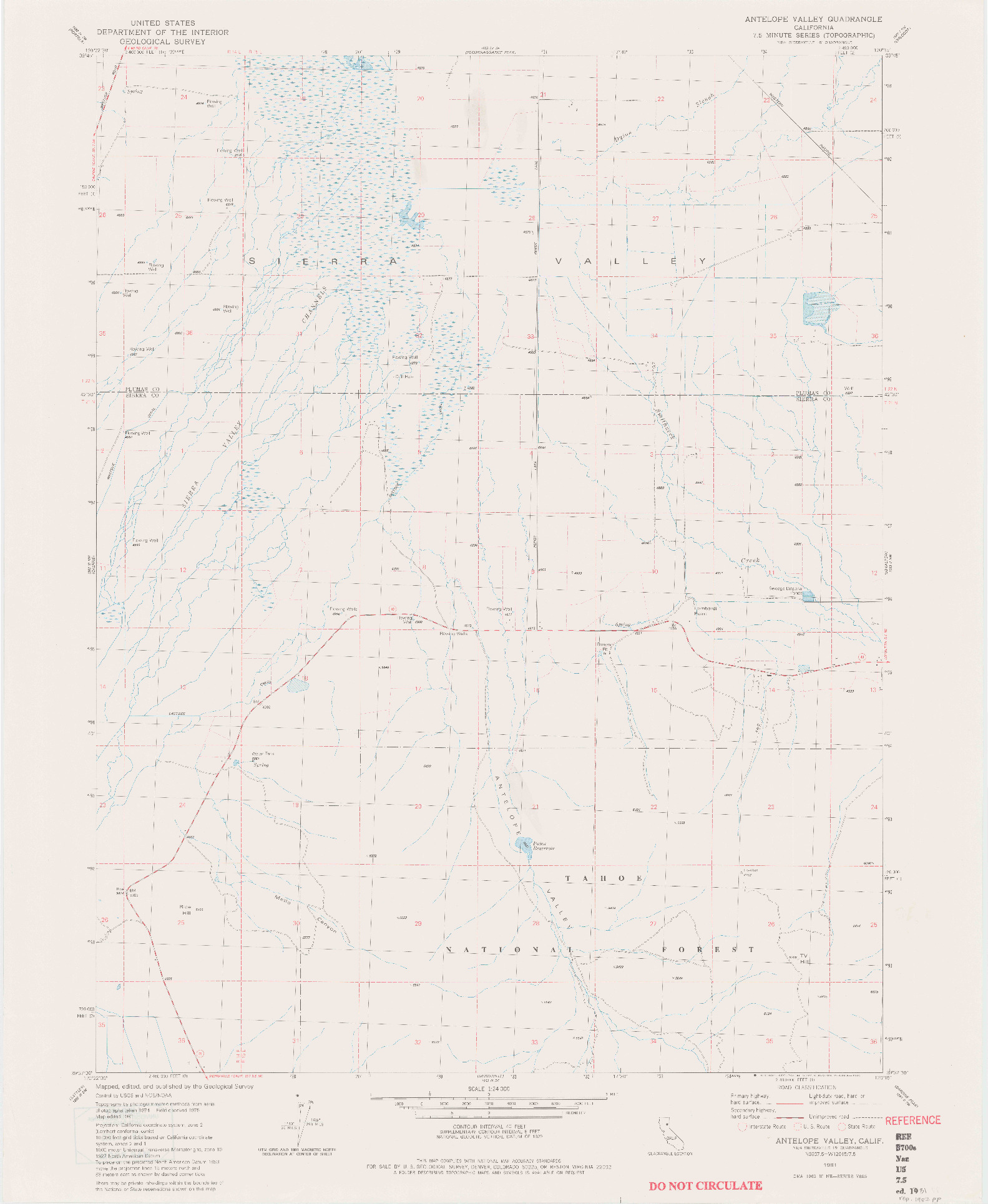 USGS 1:24000-SCALE QUADRANGLE FOR ANTELOPE VALLEY, CA 1981