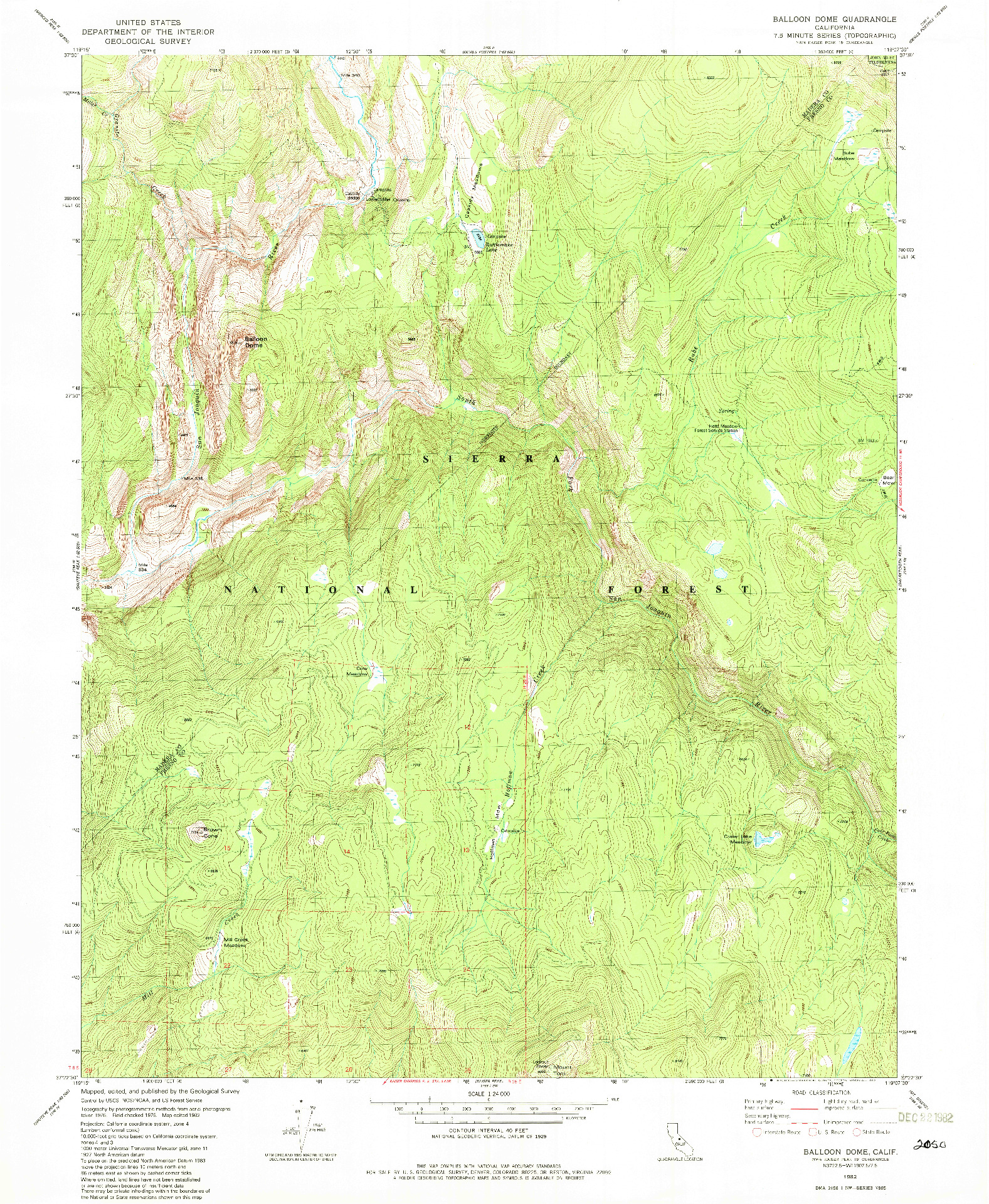 USGS 1:24000-SCALE QUADRANGLE FOR BALLOON DOME, CA 1982