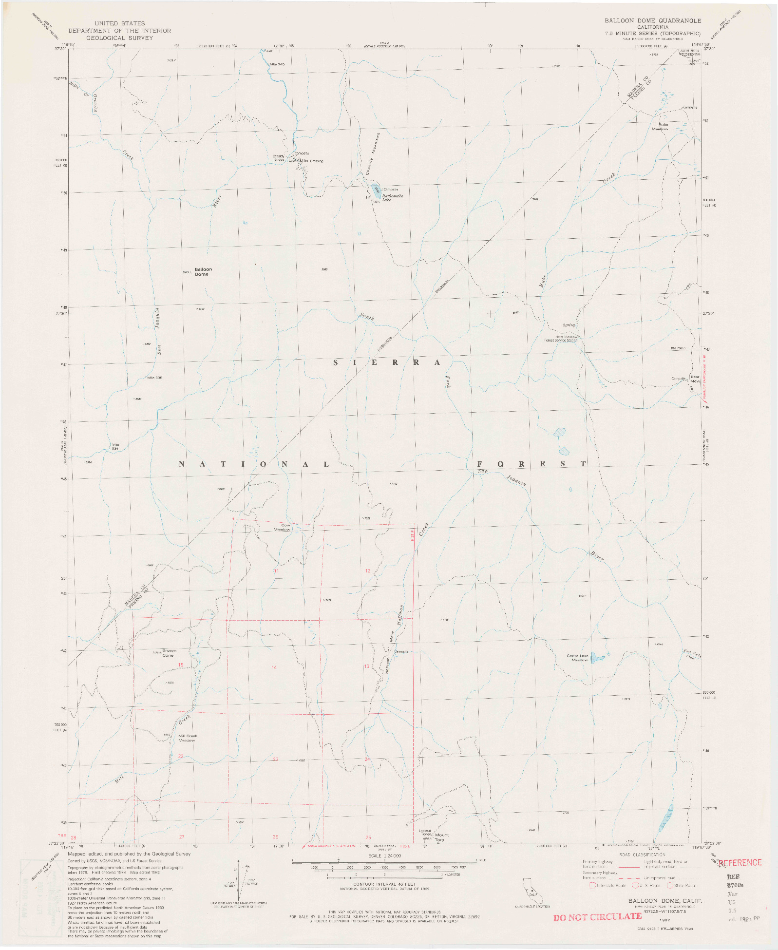 USGS 1:24000-SCALE QUADRANGLE FOR BALLOON DOME, CA 1982