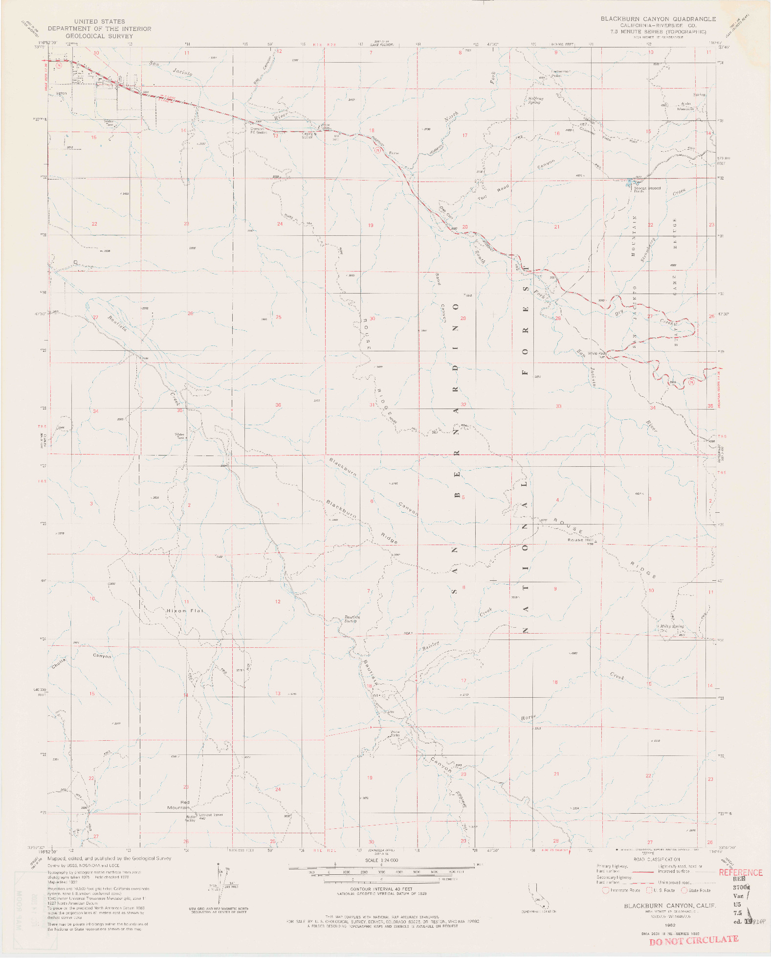 USGS 1:24000-SCALE QUADRANGLE FOR BLACKBURN CANYON, CA 1982