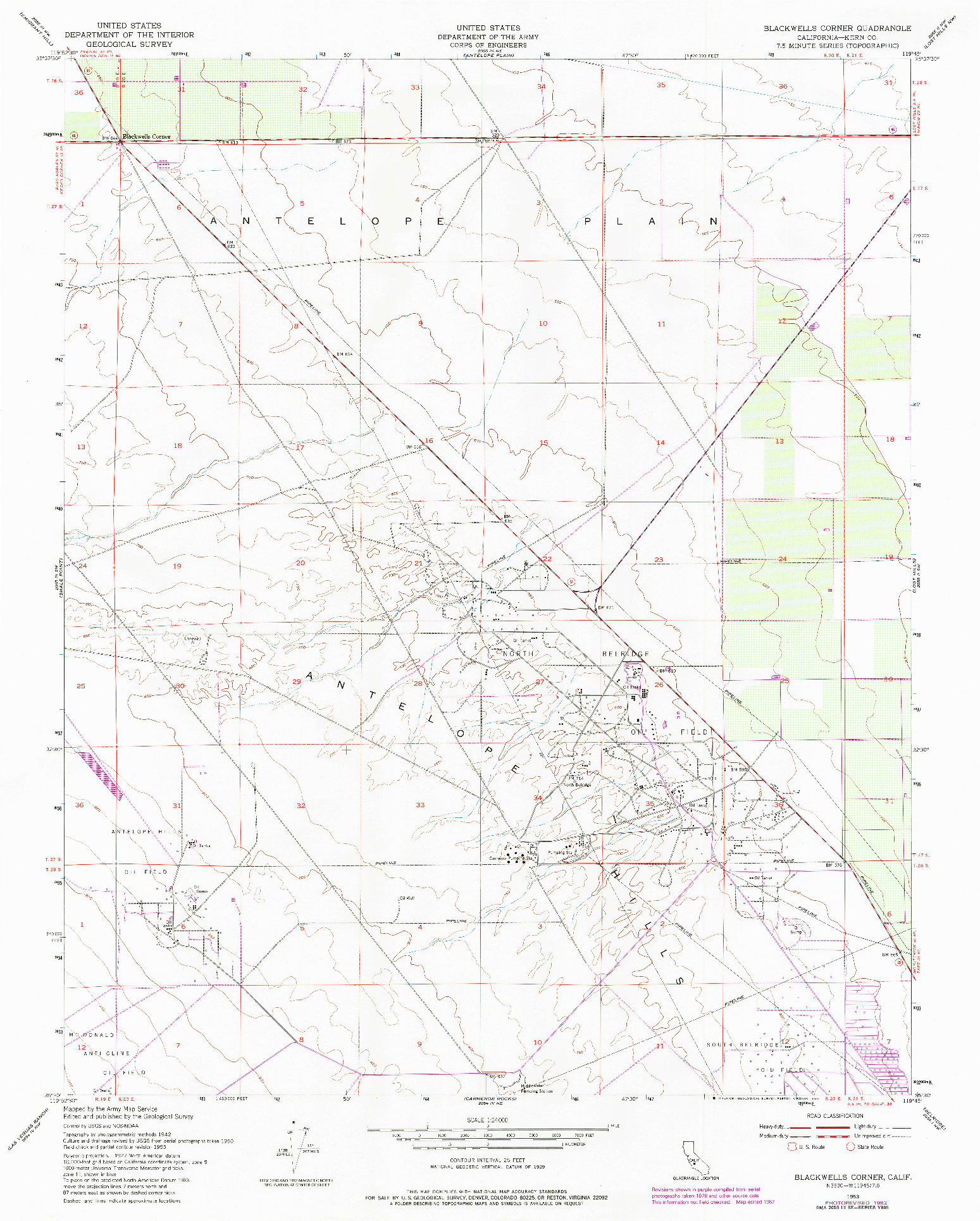 USGS 1:24000-SCALE QUADRANGLE FOR BLACKWELLS CORNER, CA 1953