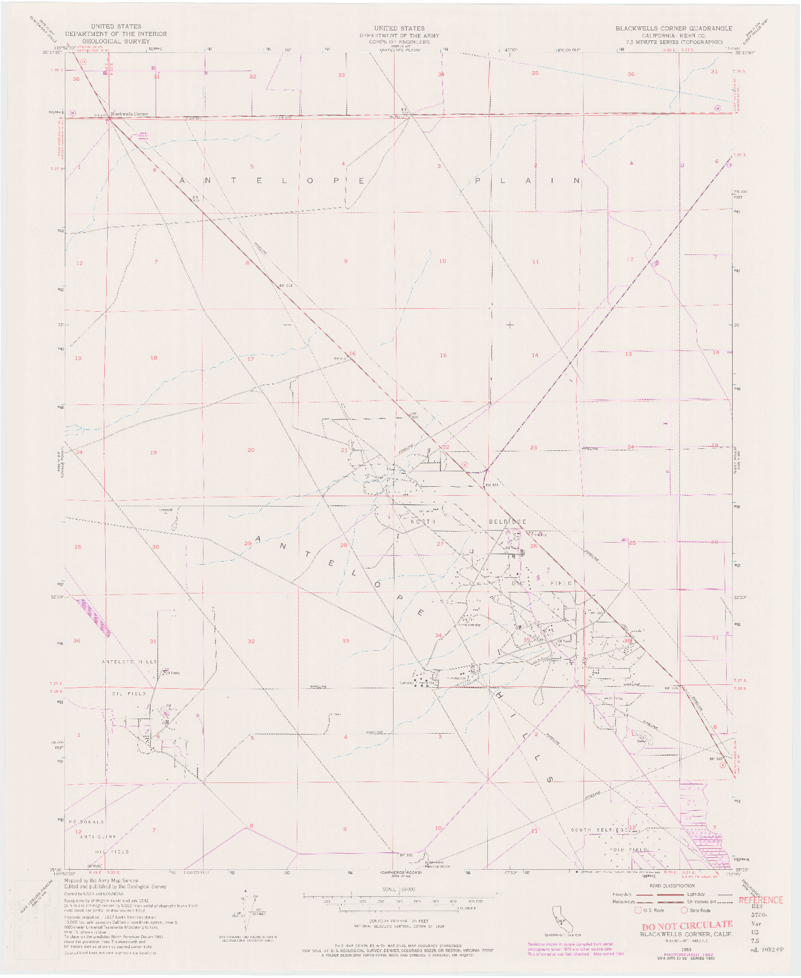 USGS 1:24000-SCALE QUADRANGLE FOR BLACKWELLS CORNER, CA 1953